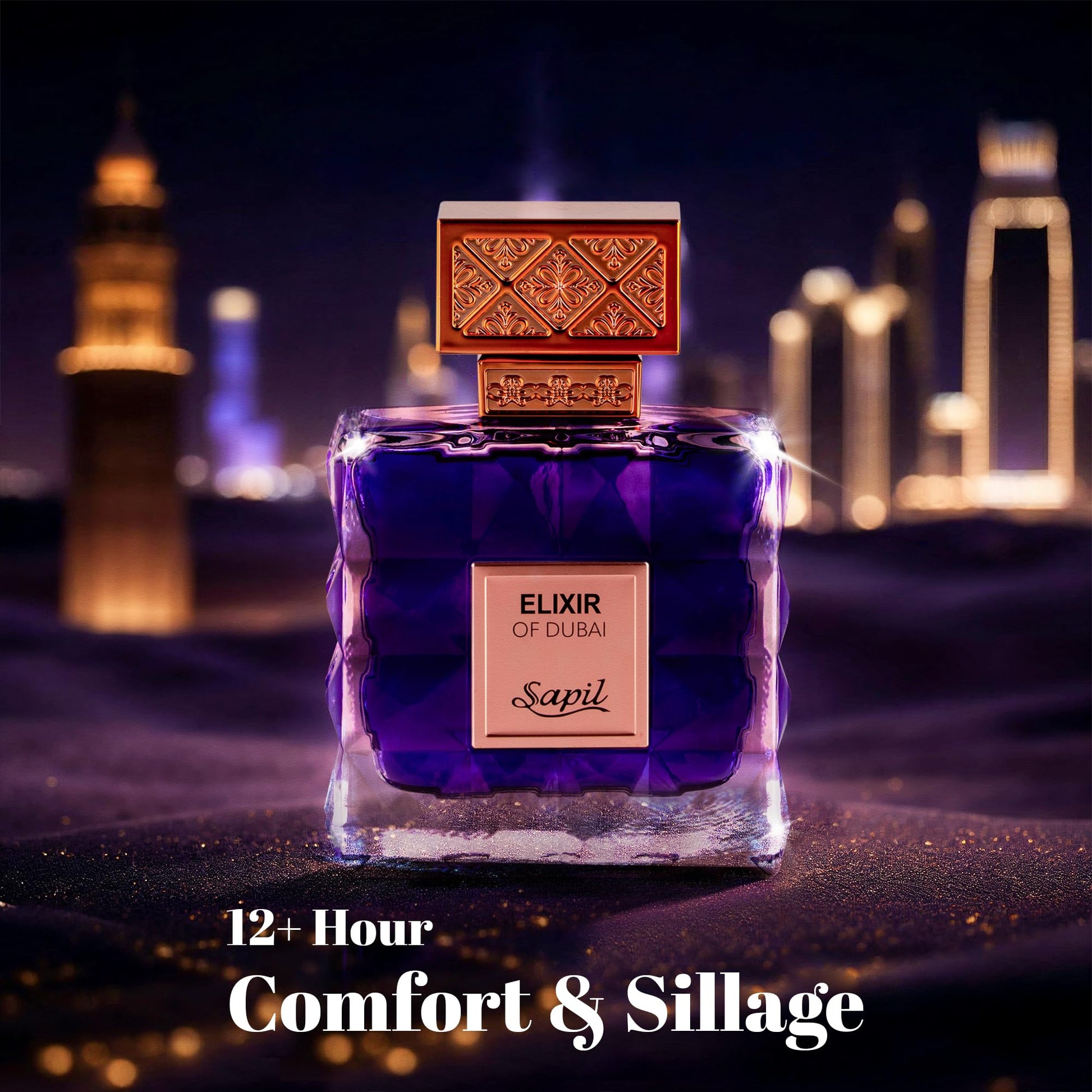 Sapil Elixir of Dubai Unisex Eau de Parfum – Long-Lasting Dubai Perfume with Amber, Vanilla, Musk, Cardamom, Bergamot & Lavender – Arabic Luxury Fragrance for Men & Women – 3.38 oz - Medaid International