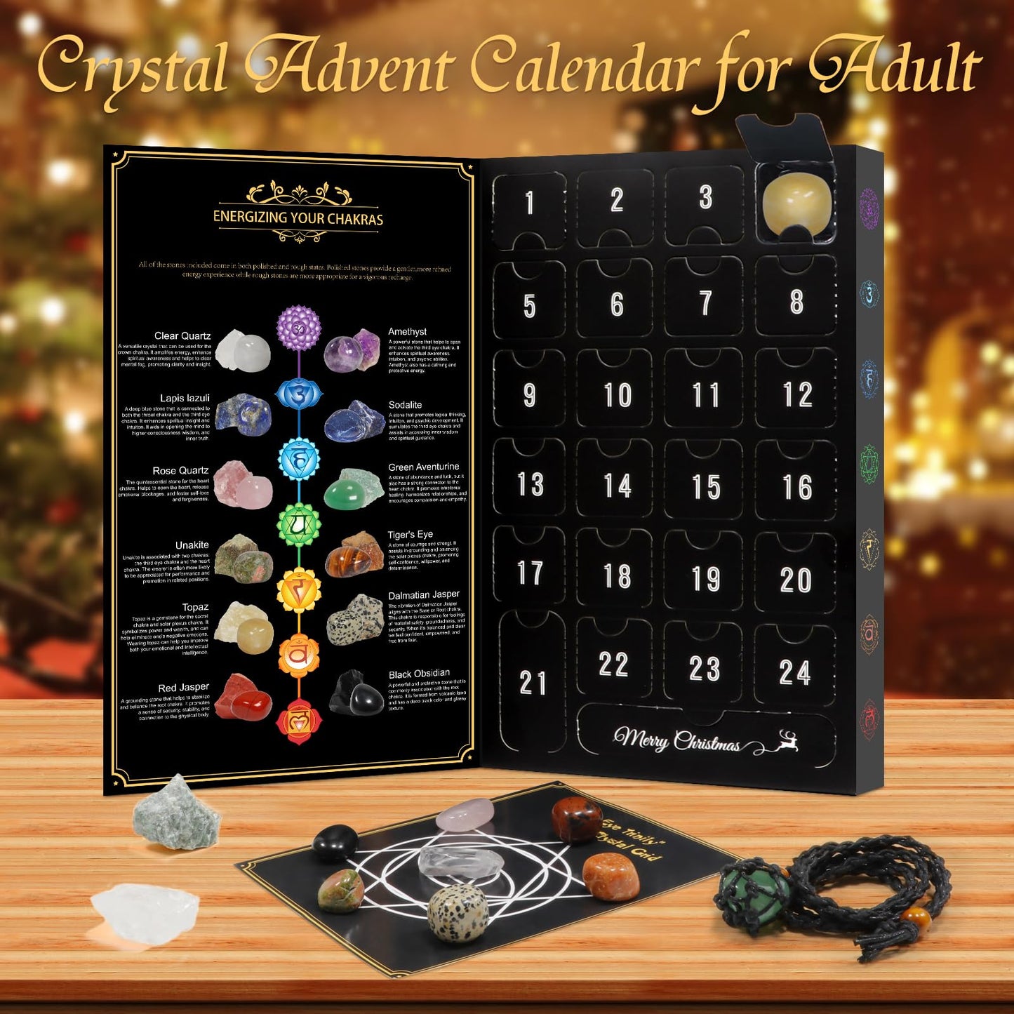 Pukamam Crystal Advent Calendar 2025 Adult Rock Healing Gemstone 24 Days Christmas Countdown calendar - Medaid International