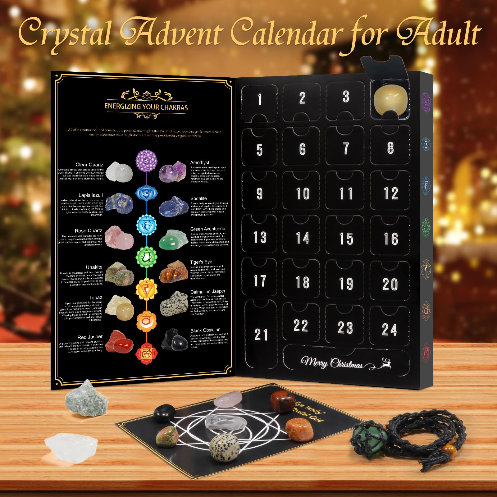 Pukamam Crystal Advent Calendar 2025 Adult Rock Healing Gemstone 24 Days Christmas Countdown calendar - Medaid International