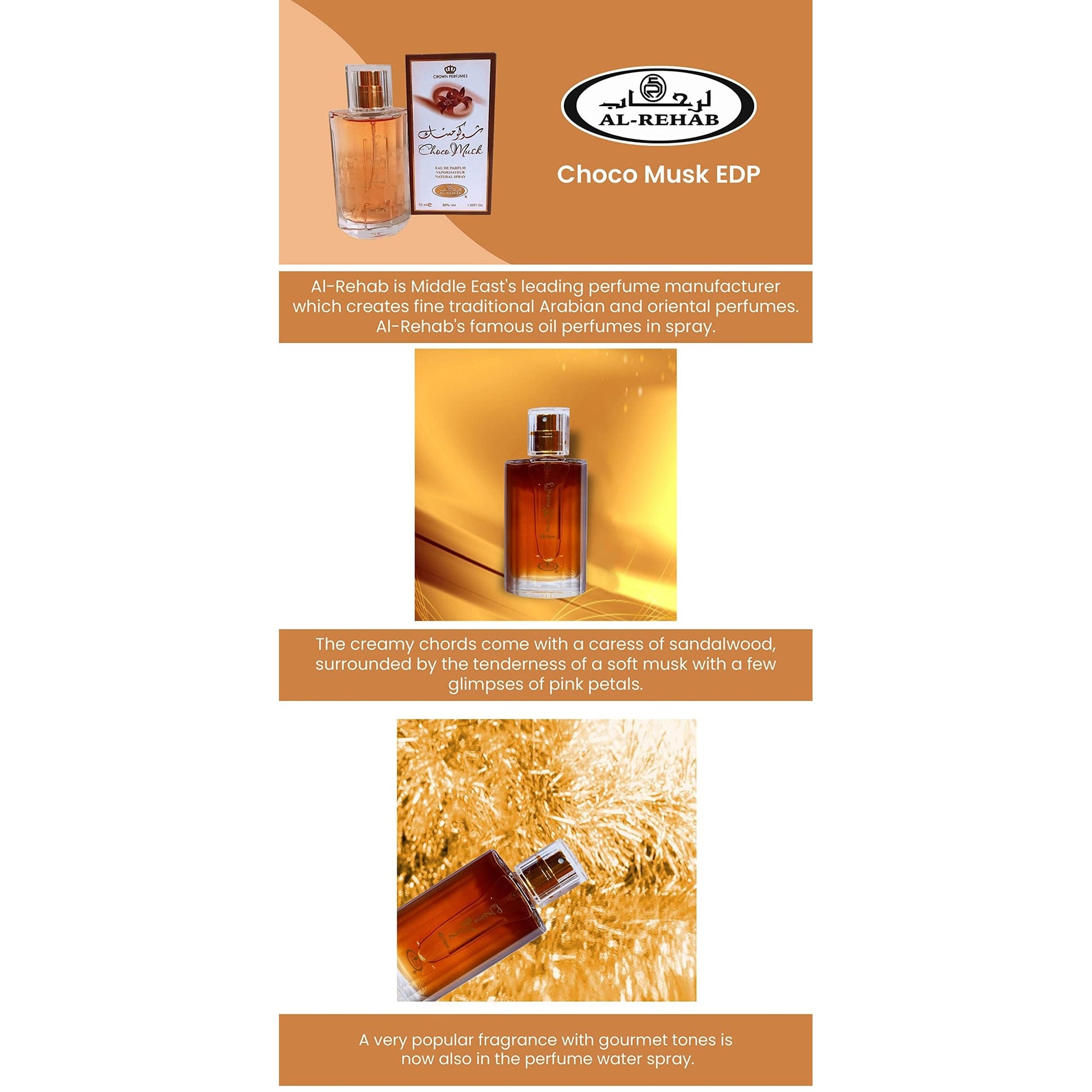 Al-Rehab Choco Musk Eau de Parfum Spray for Women, 1.65 oz/50 ml - Medaid International
