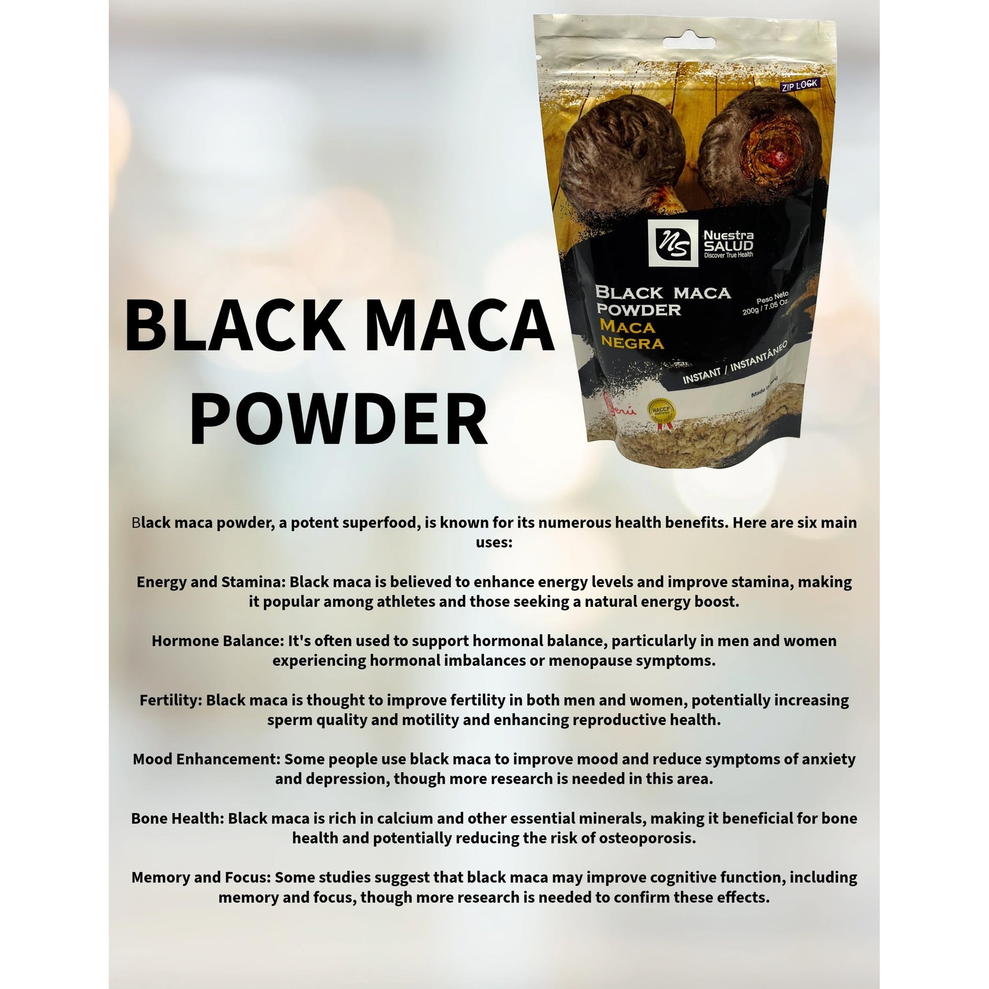 Generic Black Maca Root Powder Value Pack (400g) Unleashed The Power of Peruvian Black Maca Gelatinized Raiz de Maca Negra en Polvo - Medaid International