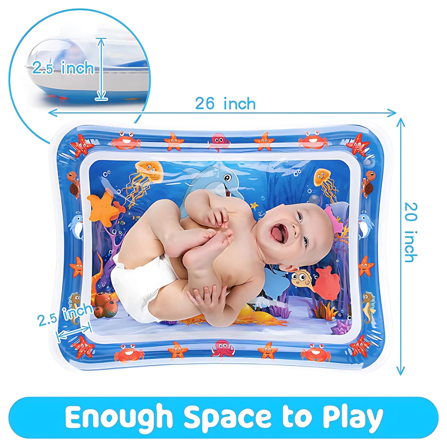 Shoping Solutions LLC Inflatable Tummy Time Water Mat for Babies – Sensory Activity Mat for Infants (3-24 Months), Leakproof Baby Toy for Motor Skill Development - Medaid International