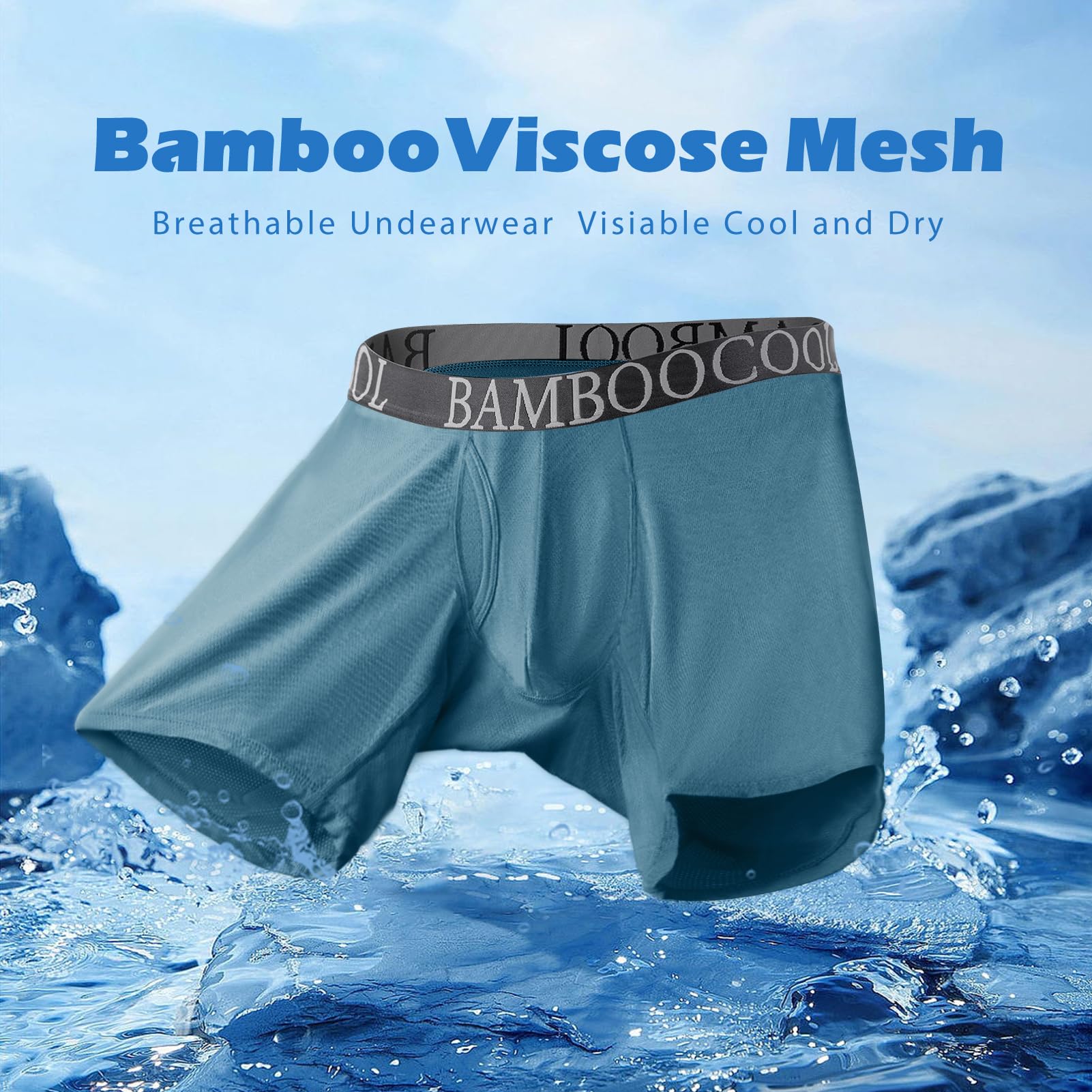 BAMBOO COOL Men's 360° Breathable Mesh Underwear Moisture-Wicking Boxer Briefs Cooling Performance,Multipack - Medaid International