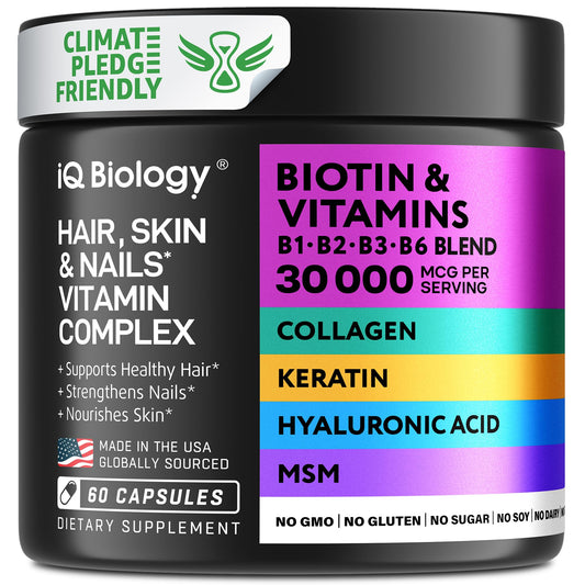 Biotin for Hair Growth Women & Men with Keratin, Collagen Complex 30000 mcg – Capsules for Hair Loss & Stronger Thickness – Skin & Nails Vitamins, Biotin 10000mcg and Collagen Supplements - 60 Pills - Medaid International