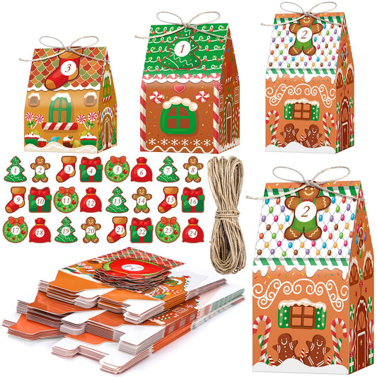 Woanger 24 Empty Advent Calendar Boxes to Fill, Christmas DIY Advent Calendar 24 Days Countdown Gift Xmas Gingerbread House Candies Treats Boxes for 2025 Xmas Holiday Decor(Classic Style) - Medaid International
