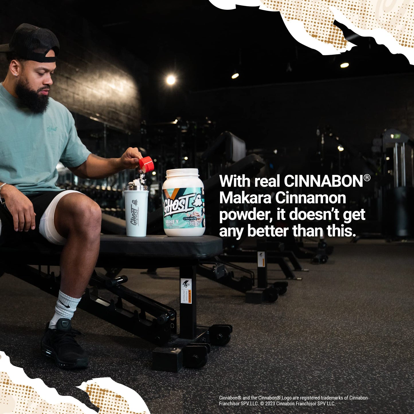 GHOST Whey Protein Powder, Cinnabon - 2LB, 25G of Protein - Cinnamon Roll Flavored Isolate, Concentrate & Hydrolyzed Whey Protein Blend - Post Workout Shakes - Soy & Gluten Free - Medaid International