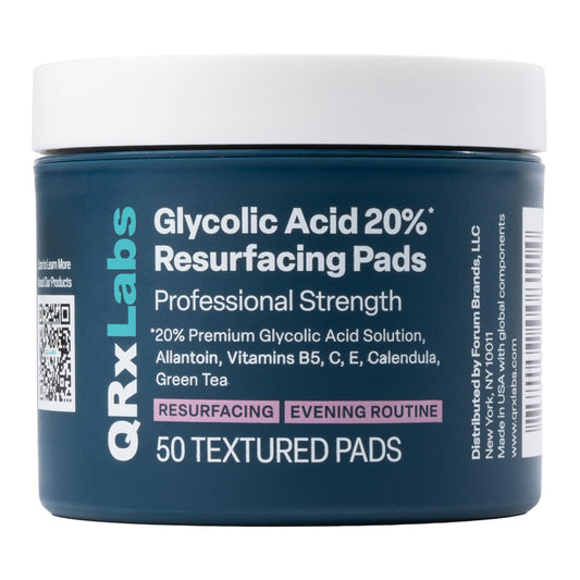 Glycolic Acid 20% Resurfacing Pads for Face & Body with Vitamins B5, C & E, Green Tea, Calendula, Allantoin - Exfoliates Surface Skin and Reduces Appearance of Fine Lines and Wrinkles - Peel Pads - Medaid International