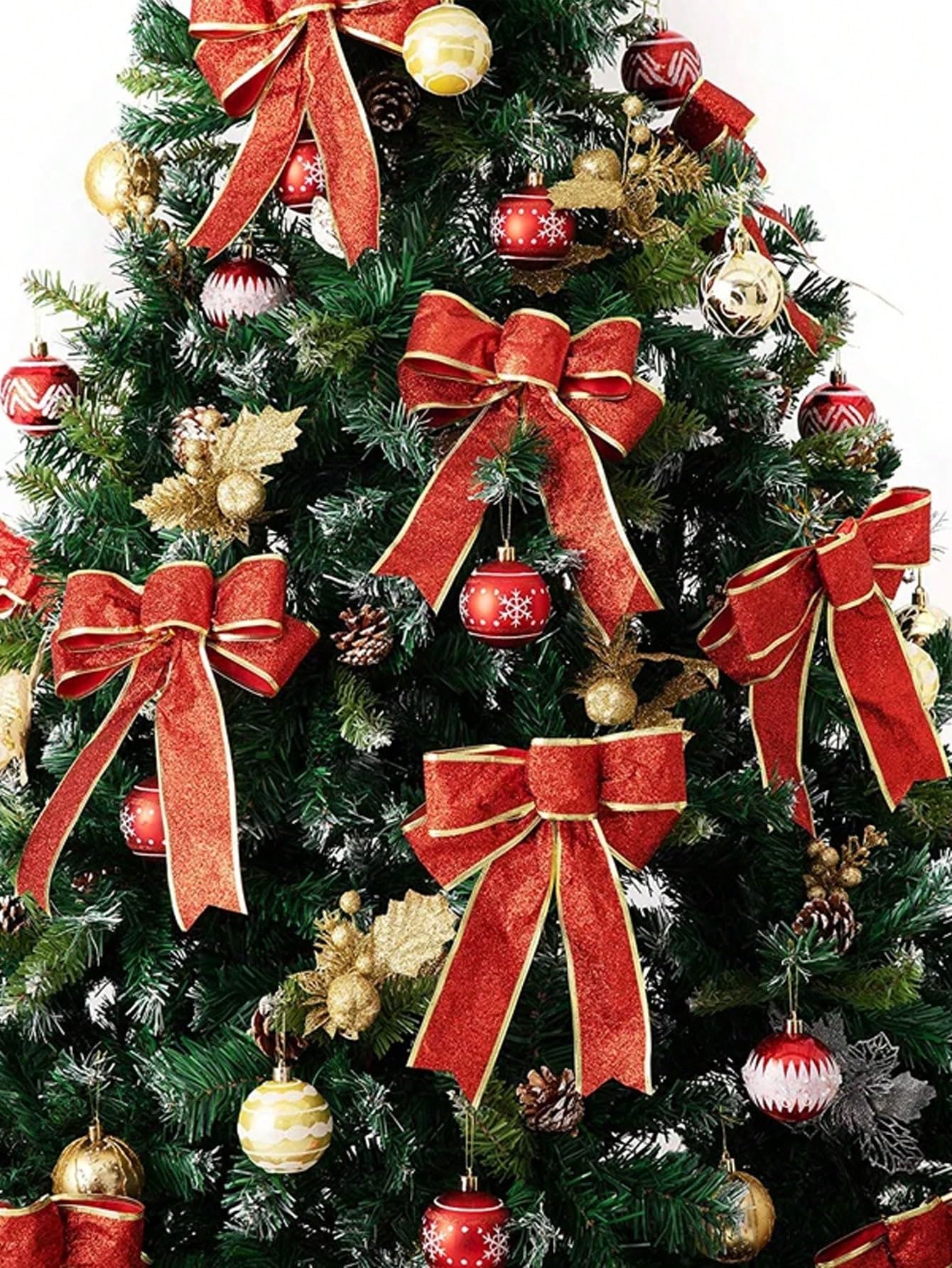 Pure Red Velvet Christmas Bow - Elegant Tree Decoration for Holiday Parties, Festive Gift Accent (1 Piece，Red) - Medaid International