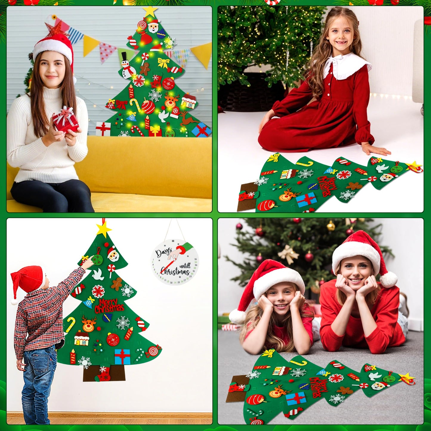 DIY Felt Christmas Tree for Kids, 2025 Advent Calendar Countdown with Accessories Xmas Tree Detachable Wall Hanging Ornaments and String for Xmas Decorations Gifts for Toddlers - Medaid International
