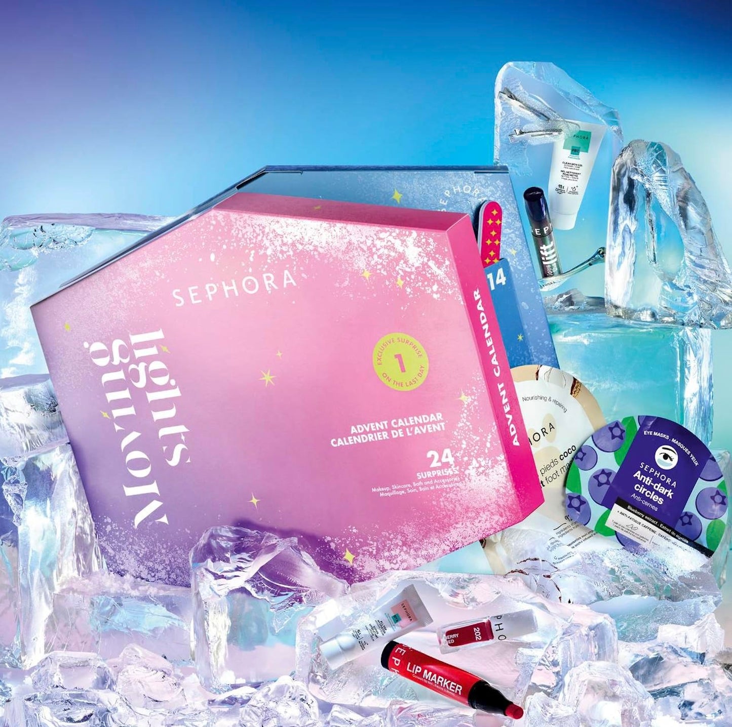 Sephora Advent Calendar 2024 - Moving Lights Advent Calendar - 24 Surprises, Including Make-up, Care, Bathroom Products or Accessories - Medaid International