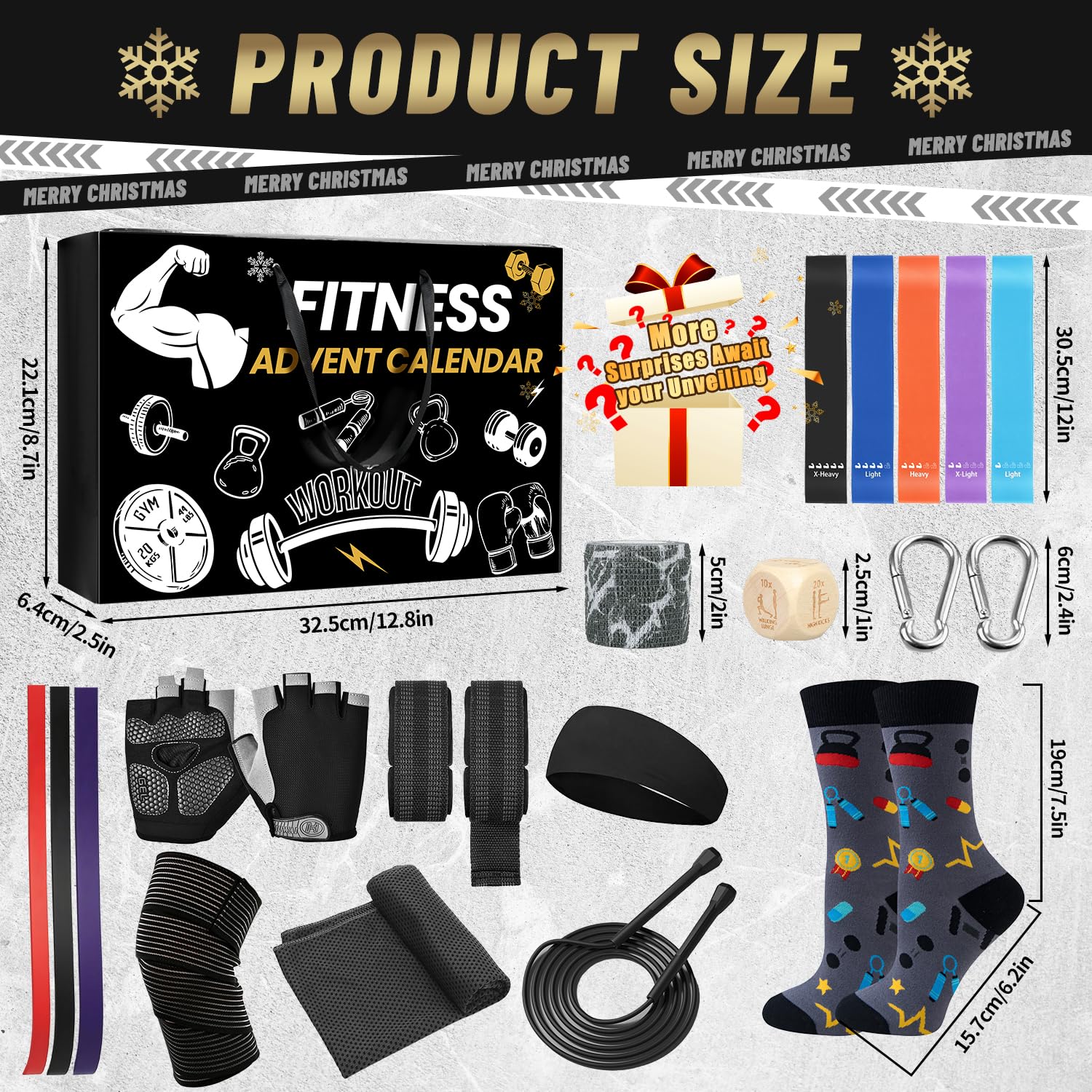 MOVINPE Fitness Gear Advent Calendar 2025, 24 Days of Workout Essentials with Jump Rope, Resistance Bands, Gloves, Headbands & More – Christmas Countdown Gifts for Men, Women & Teens - Medaid International
