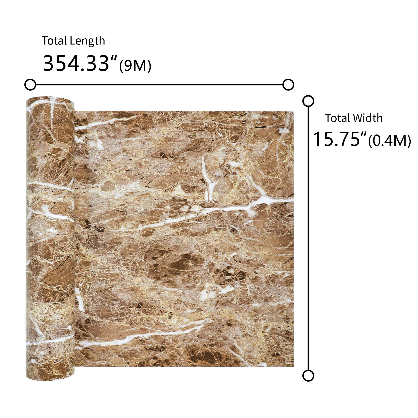 VEELIKE Faux Marble Counter Top Covers Peel and Stick Wallpaper Granite Contact Paper Decorative Kitchen Wall Paper Brown Waterproof Self Adhesive Removable Wallpaper for Cabinet Locker 15.7inx354in - Medaid International