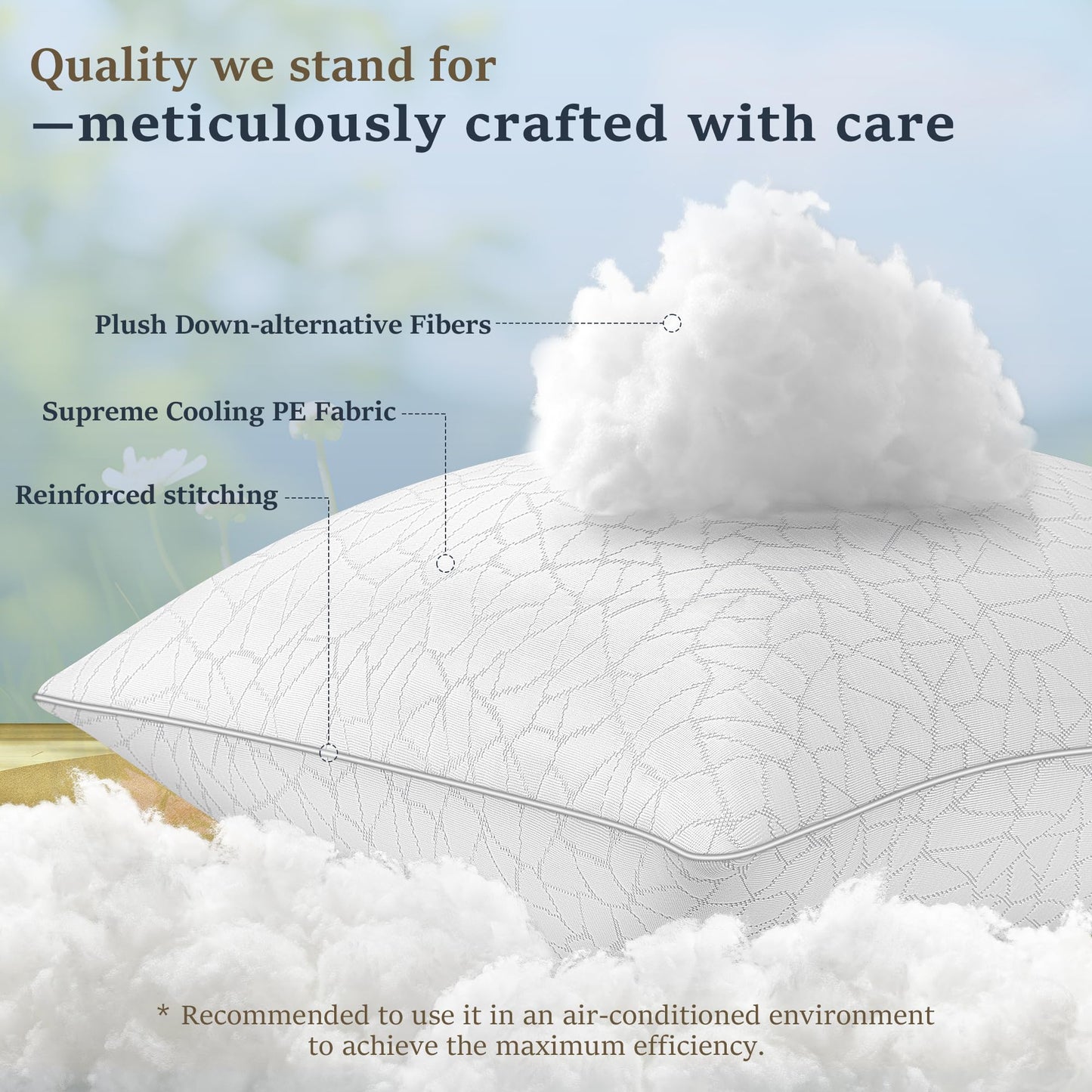 COZSINOOR Bed Pillows Queen Size - Cooling Premium Down Alternative Pillows Set of 2 for Side, Back, and Stomach Sleepers Hotel Quality Fluffy Soft Microfiber Fill Breathable Skin-Friendly - Medaid International