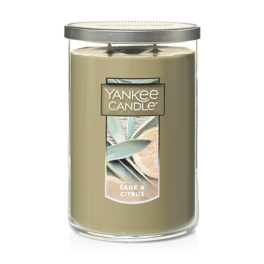 Yankee Candle Sage & Citrus Scented, Classic 22oz Large Tumbler 2-Wick Candle, Over 75 Hours of Burn Time - Medaid International
