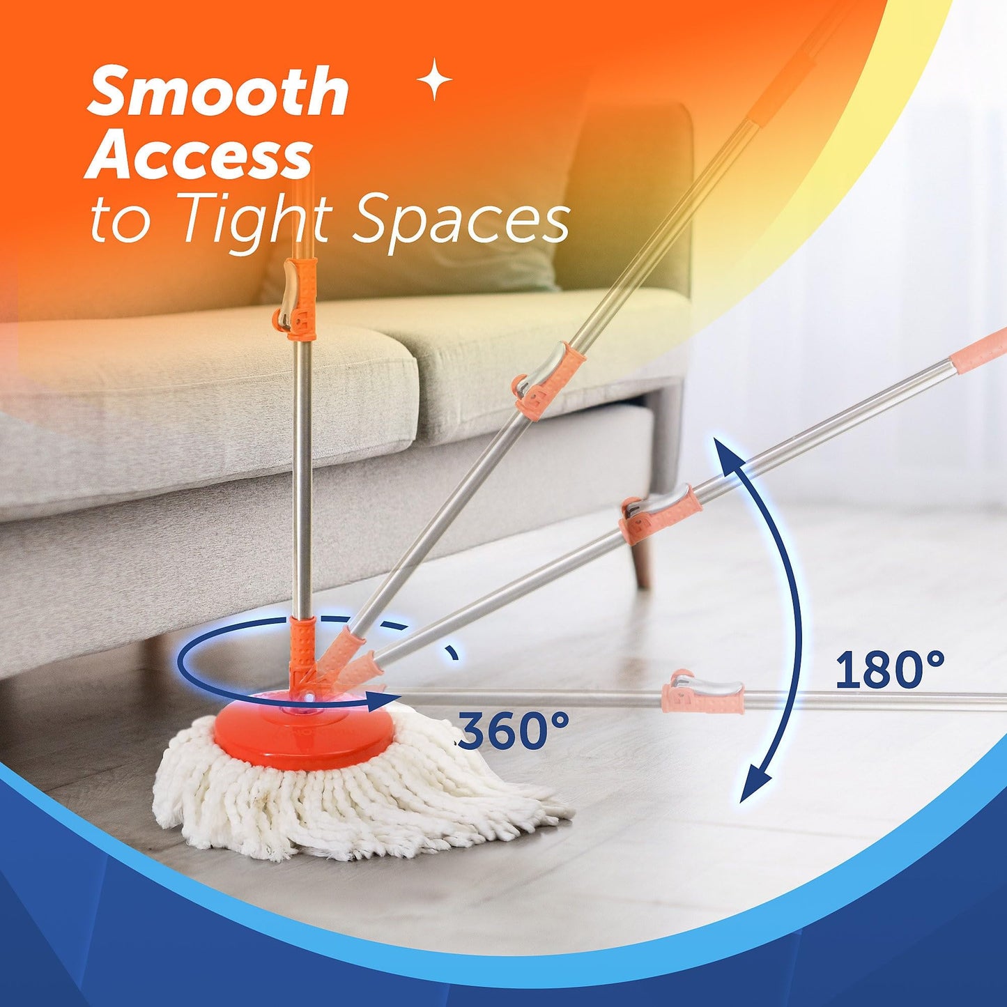 Macromax Faster Spin Mop and Bucket Set – 360° Rotating Microfiber Mop with Smart Drying System – Multi-Surface Floor Cleaning Tool - Medaid International