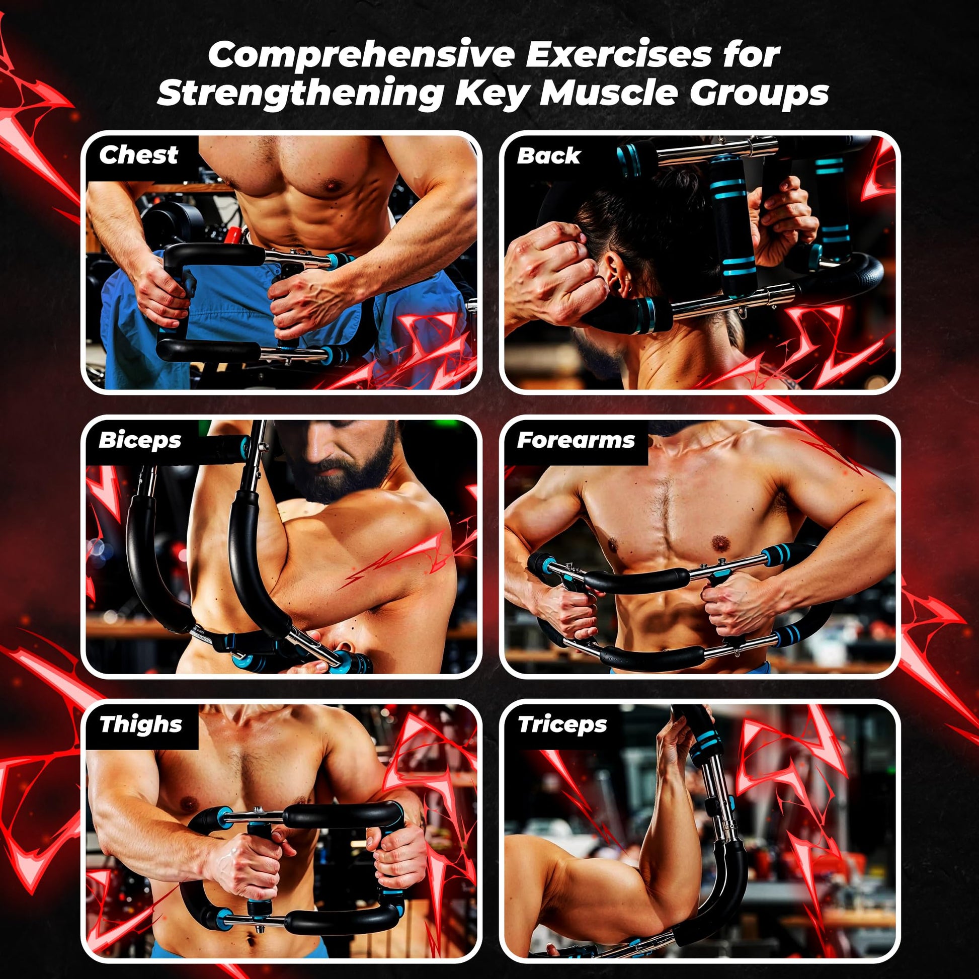 Twister Arm Trainer Chest Workout Equipment - 66-110lbs Adjustable Resistance Upper Body Muscle Strength Builder Clip Exerciser for Men - Home Gym Wrist Exercise Pectoral Strengthener Bar Device - Medaid International