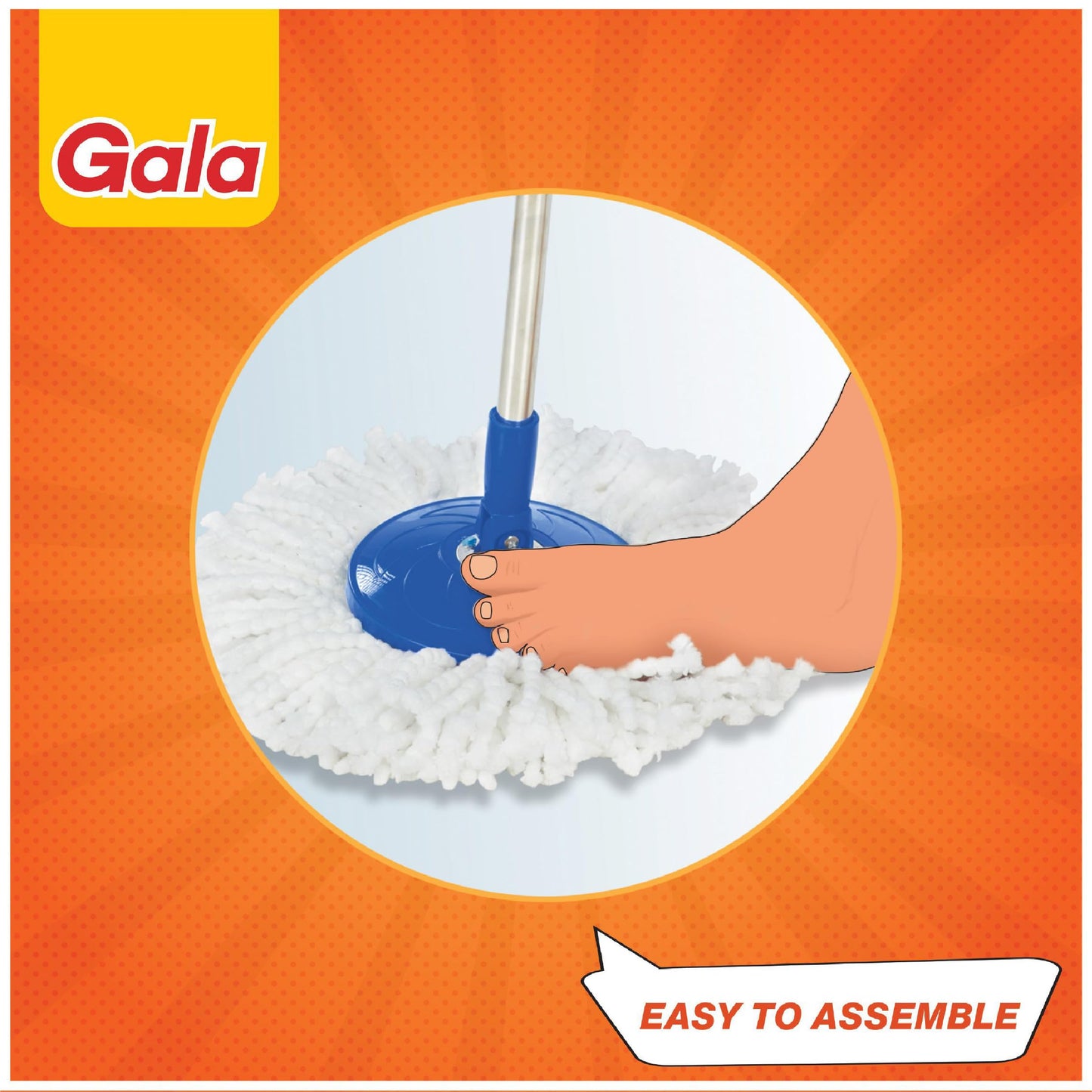 Gala Spin Mop Extendable Handle/Stick Rod with Microfiber Refill (150750), White & Blue Finish - Medaid International