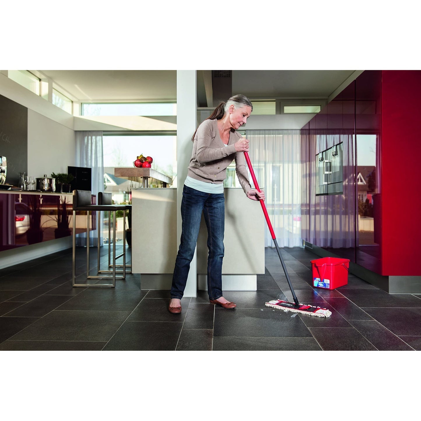 Vileda WashMat Combi 1475 – with Telescopic Handle – Loop structure for powerful Damp Cleaning – Especially Suitable For Tiles and Stone Floors - Medaid International