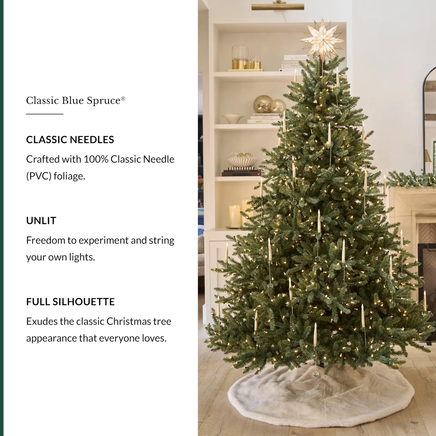 Balsam Hill 7.5 ft Unlit Classic Blue Spruce - Artificial Christmas Tree with 2,960+ Tips, Premium Stand & Easy Assembly for Indoor Holiday Decorating - Medaid International