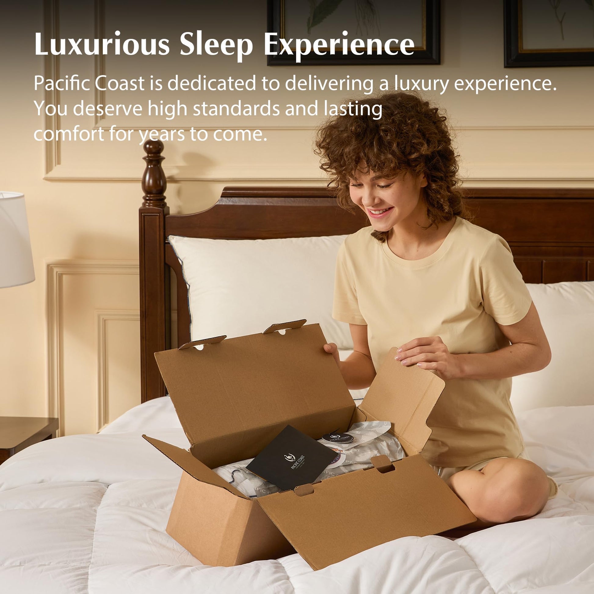 Pacific Coast Bed Pillow, Luxury Hotel Collection Goose Feather and Down Pillow for Sleeping with Classic Diamond Pattern, Medium Supportive, Standard Size 1 Pack - Medaid International