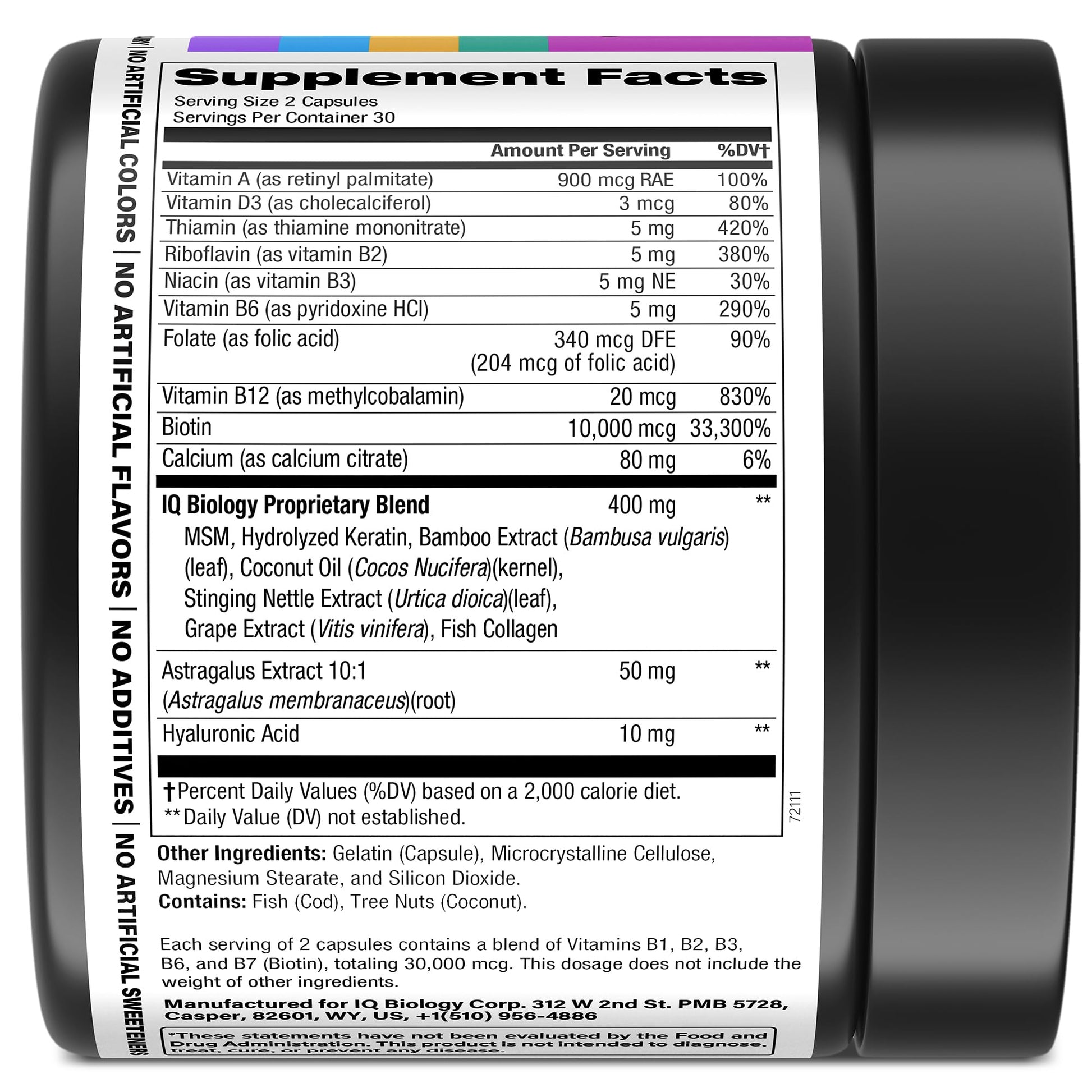 Biotin for Hair Growth Women & Men with Keratin, Collagen Complex 30000 mcg – Capsules for Hair Loss & Stronger Thickness – Skin & Nails Vitamins, Biotin 10000mcg and Collagen Supplements - 60 Pills - Medaid International