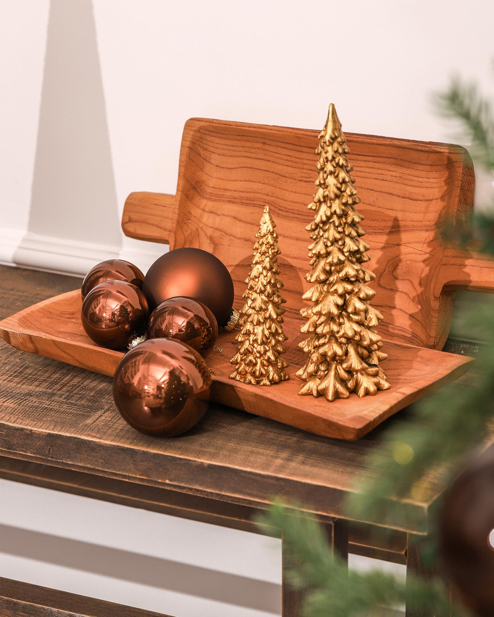 DN DECONATION Brown Glass Christmas Ball Ornaments, Set of 9, 3' Hanging Christmas Baubles for Xmas Tree Decoration, Wedding Party Gift - Medaid International