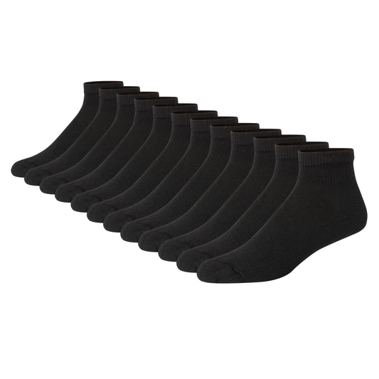 Hanes mens Double Tough Ankle Socks, 12-pair Pack Casual Sock, Black, 12 14 US - Medaid International