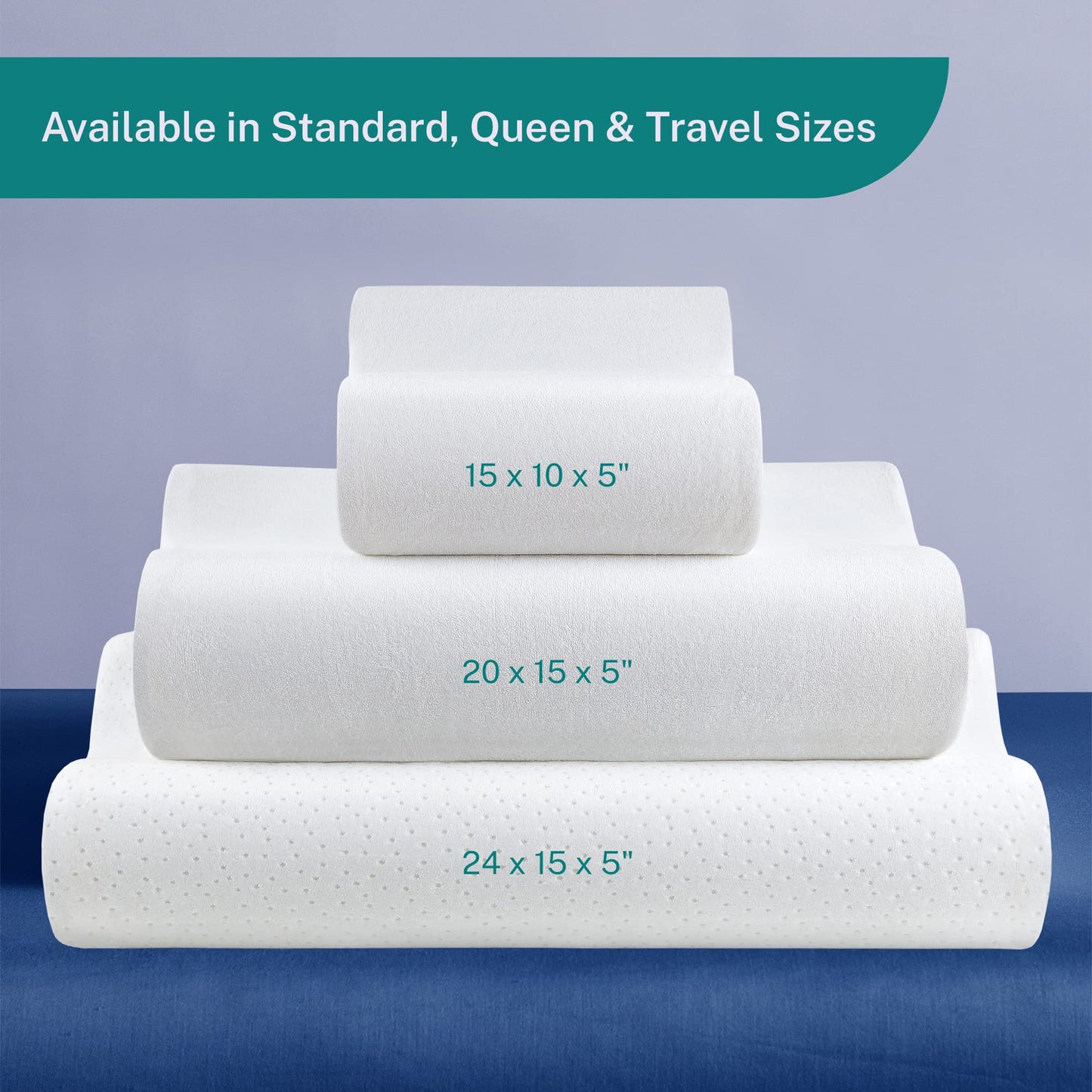 Sleep Innovations Memory Foam Contour Pillow, Standard Size, Head, Neck, and Shoulder Alignment, Side and Back Sleepers, Medium Support - Medaid International