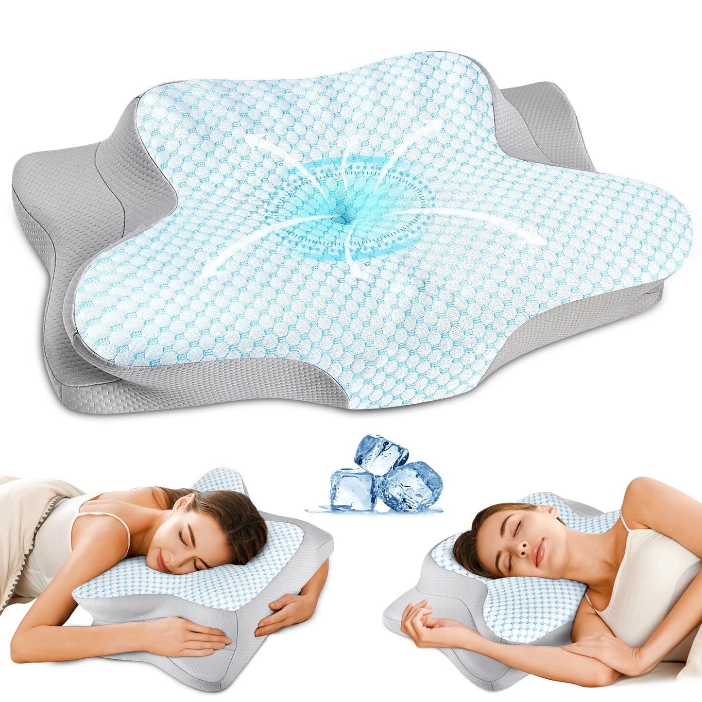 Cervical Pillow for Neck Pain Relief - Ergonomic Pillow for Sleeping Side Sleeper Pillow for Adults, Contour Neck Pillow Cooling Memory Foam Pillows, Orthopedic Bed Pillow for Back Stomach Sleepers - Medaid International