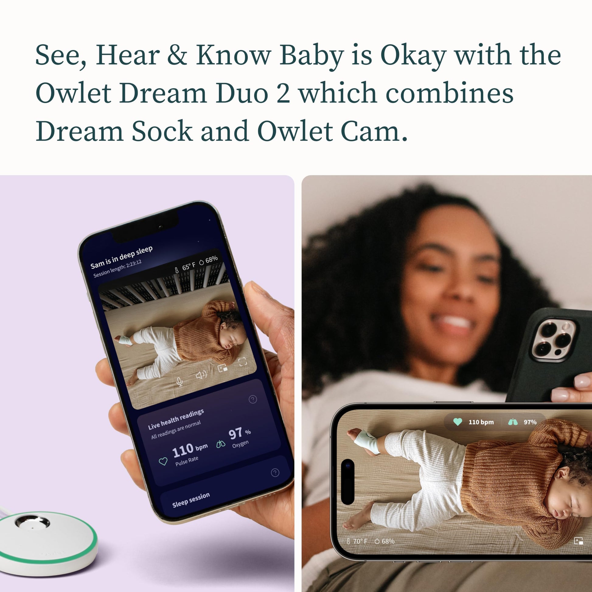 Owlet® Dream Duo Smart Baby Monitor: FDA-Cleared Dream Sock® Plus Owlet Cam 2- Tracks & Notifies for Pulse Rate & Oxygen While Viewing Baby in 1080p HD WiFi Video - Medaid International