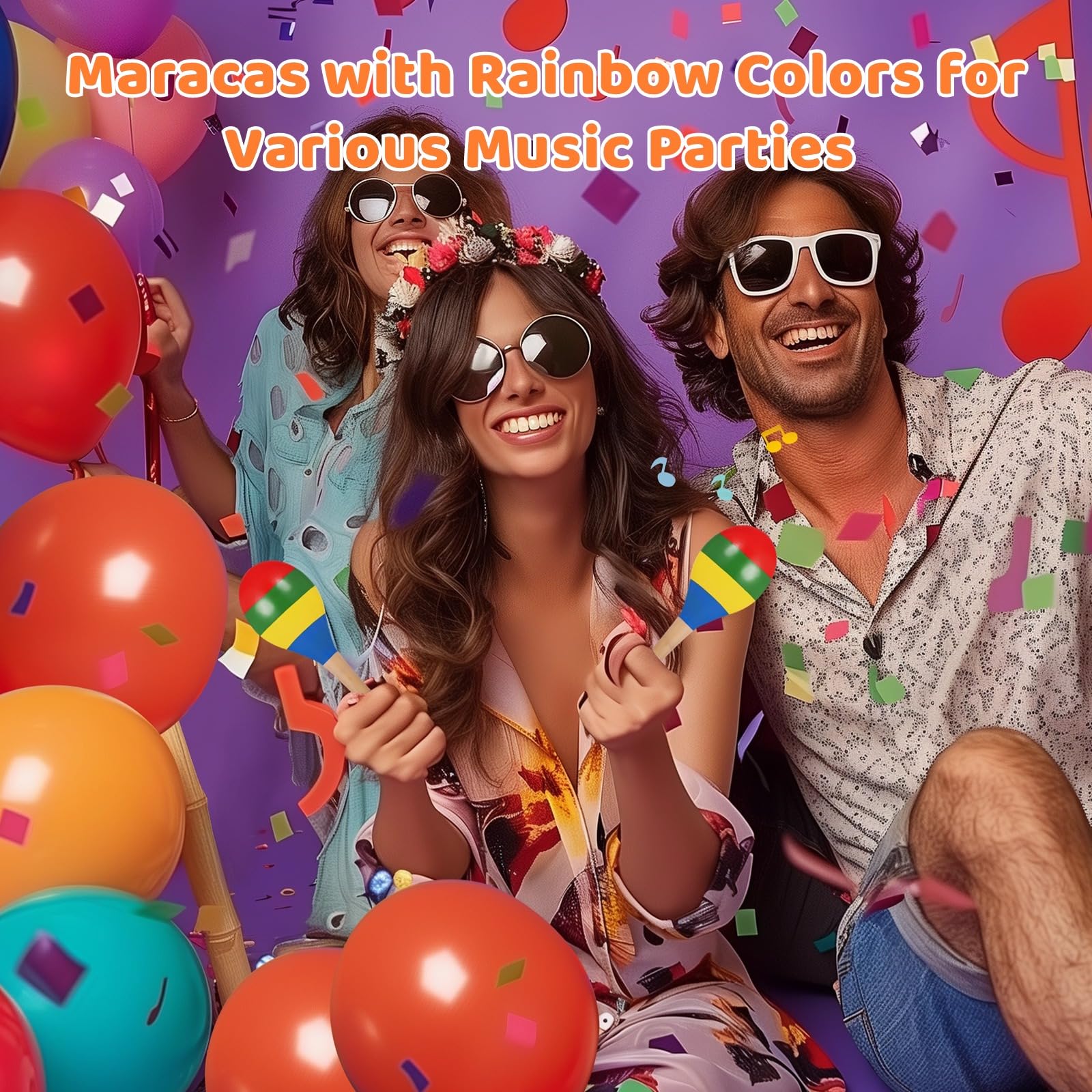 24 PCS Maracas for Adults - 7.9 Inches Multi-Colored Wooden Maracas, Lightweight Design Noisemaker Musical Fun Party Favor for Adult Mexican Party Props Birthday Carnival - Medaid International
