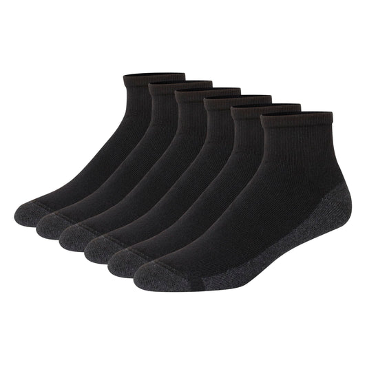 Hanes mens Hanes Men's Socks, 6-pair Pack Max Cushion Ankle, Black/Grey, Size 6-12 - Medaid International