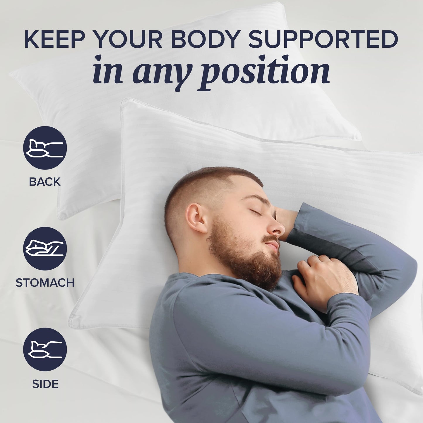 Beckham Hotel Collection Bed Pillows King Size Set of 2 - Down Alternative Pillow for Back, Stomach or Side Sleepers - Medaid International