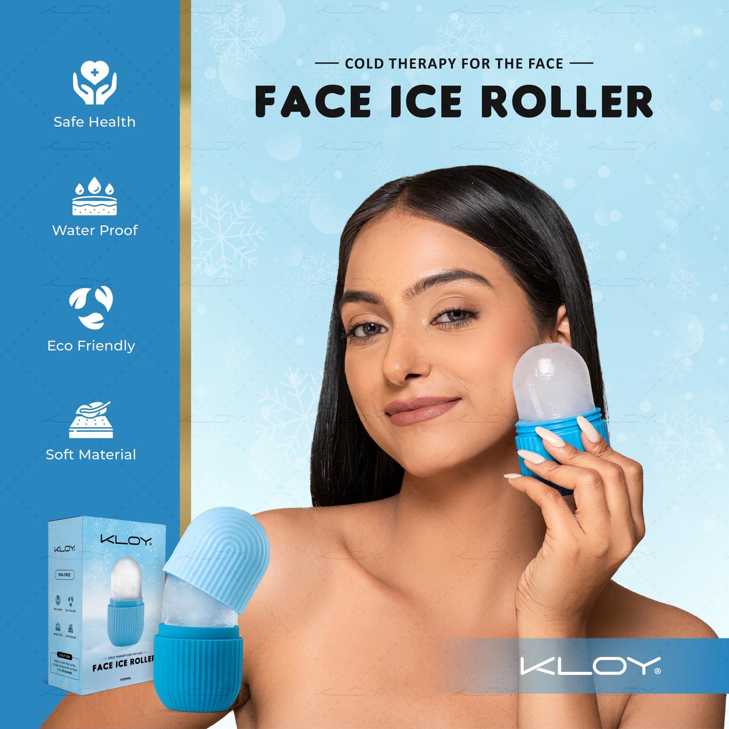 KLOY Ice Roller For Face, Neck And Body | For Puffy Eyes And Facial Skin Care, Ice Facial Cube (Random Color) - Medaid International
