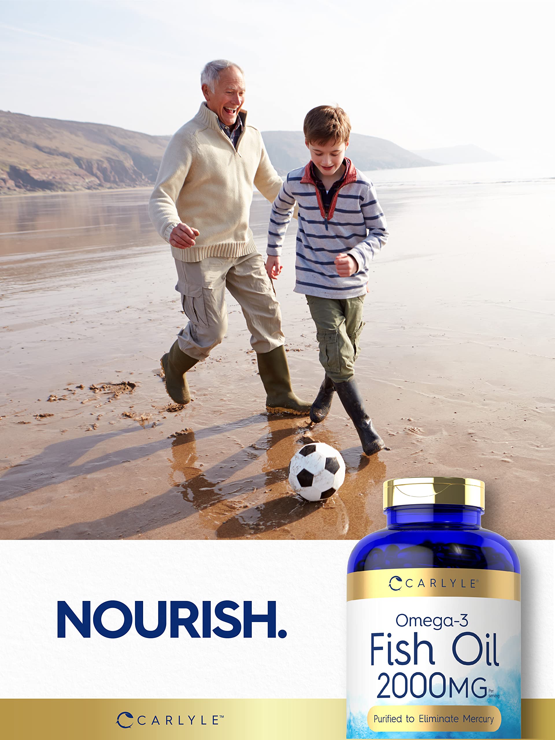 Carlyle Fish Oil Omega 3 Supplements | 2000mg | 320 Softgels | EPA & DHA | 600mg Total Omega-3 | Non-GMO, Gluten Free Pills - Medaid International