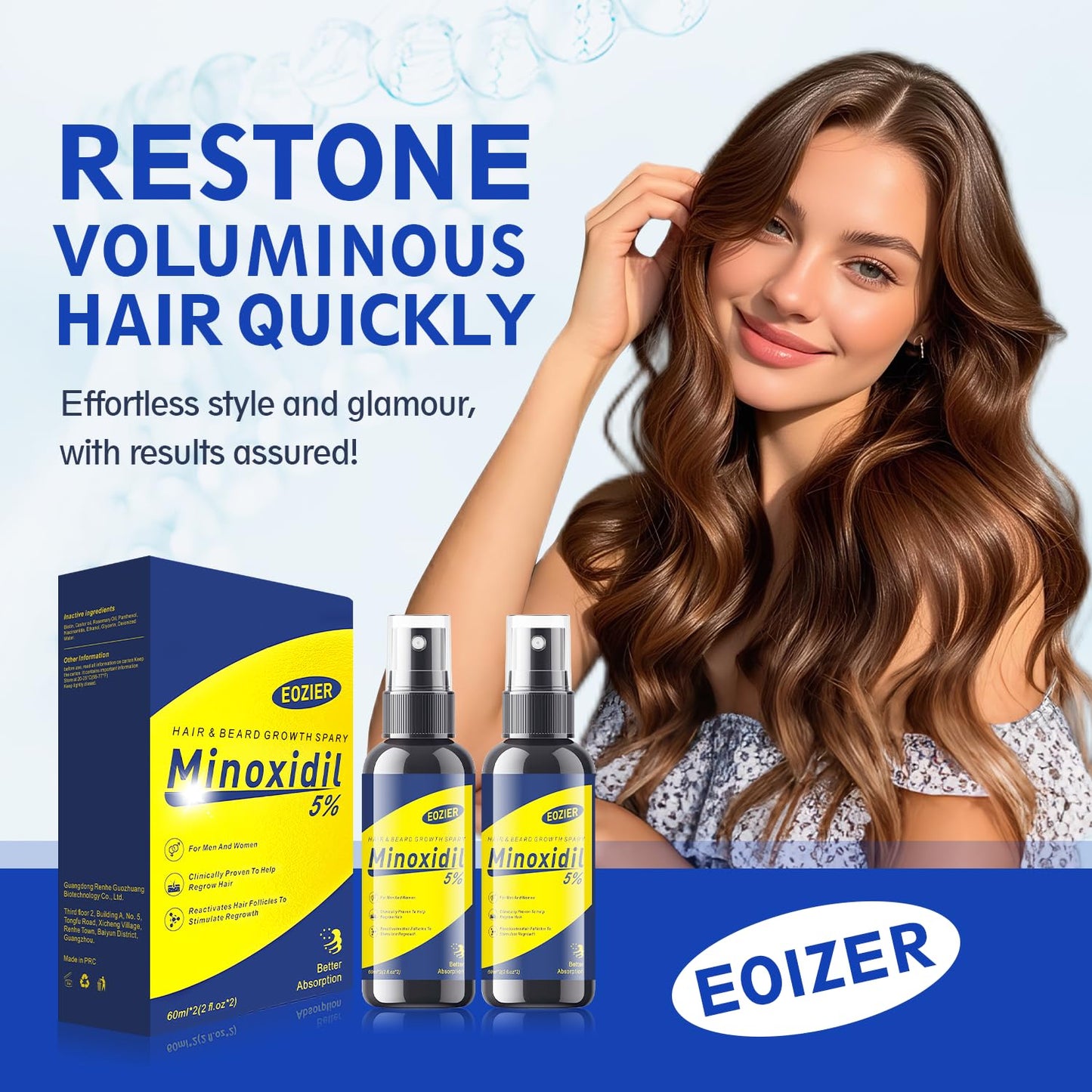 5% Minoxidil with Biotin, Hair Loss Treatments for Women Men Hair Regrowth Treatment, Minoxidil Spray Hair and Beard Mustached Growth Serum Oil, Improves Appearance of Thinning Hair,4 FL OZ/120mL - Medaid International