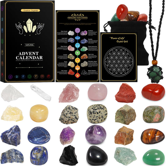 Pukamam Crystal Advent Calendar 2025 Adult Rock Healing Gemstone 24 Days Christmas Countdown calendar - Medaid International