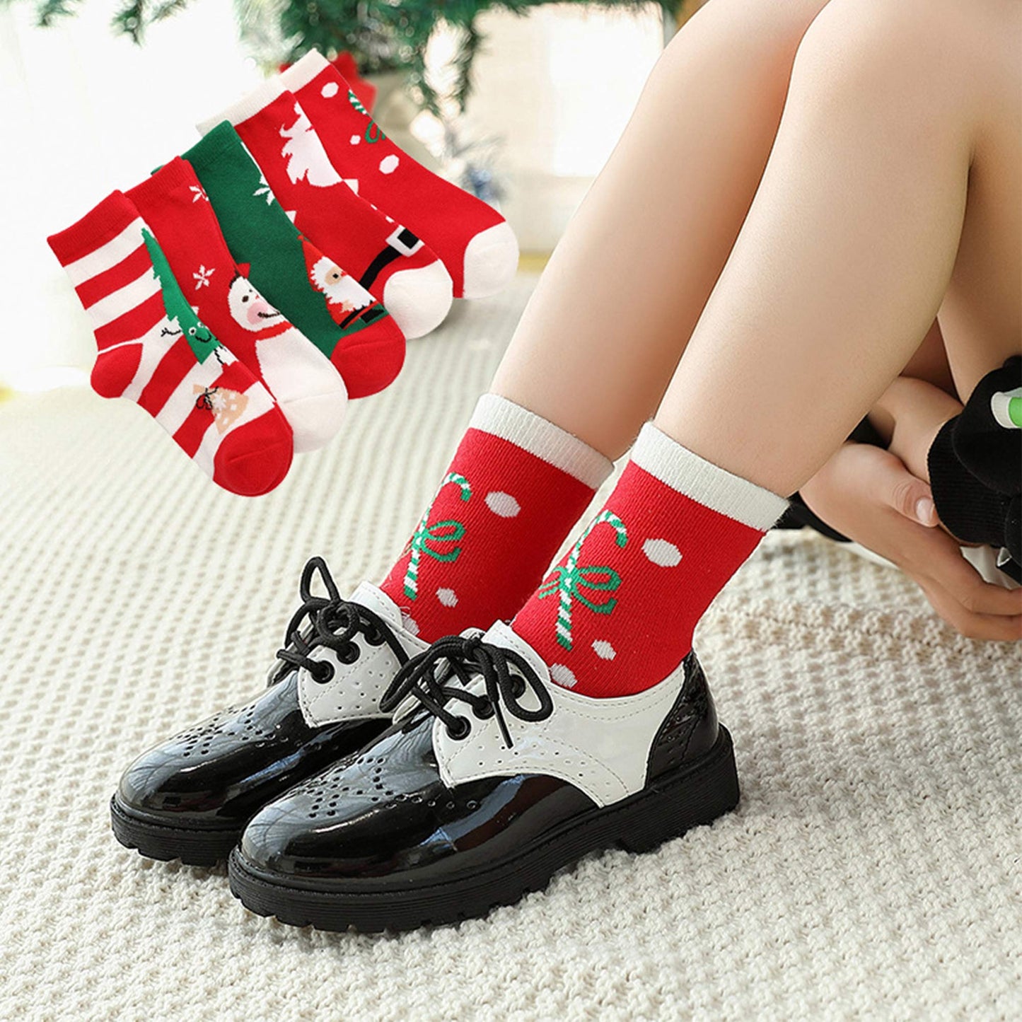 5 Pack Kids Christmas Socks Boys Girls Toddler Baby Adult Family Cotton Xmas Socks 6-8 Years - Medaid International