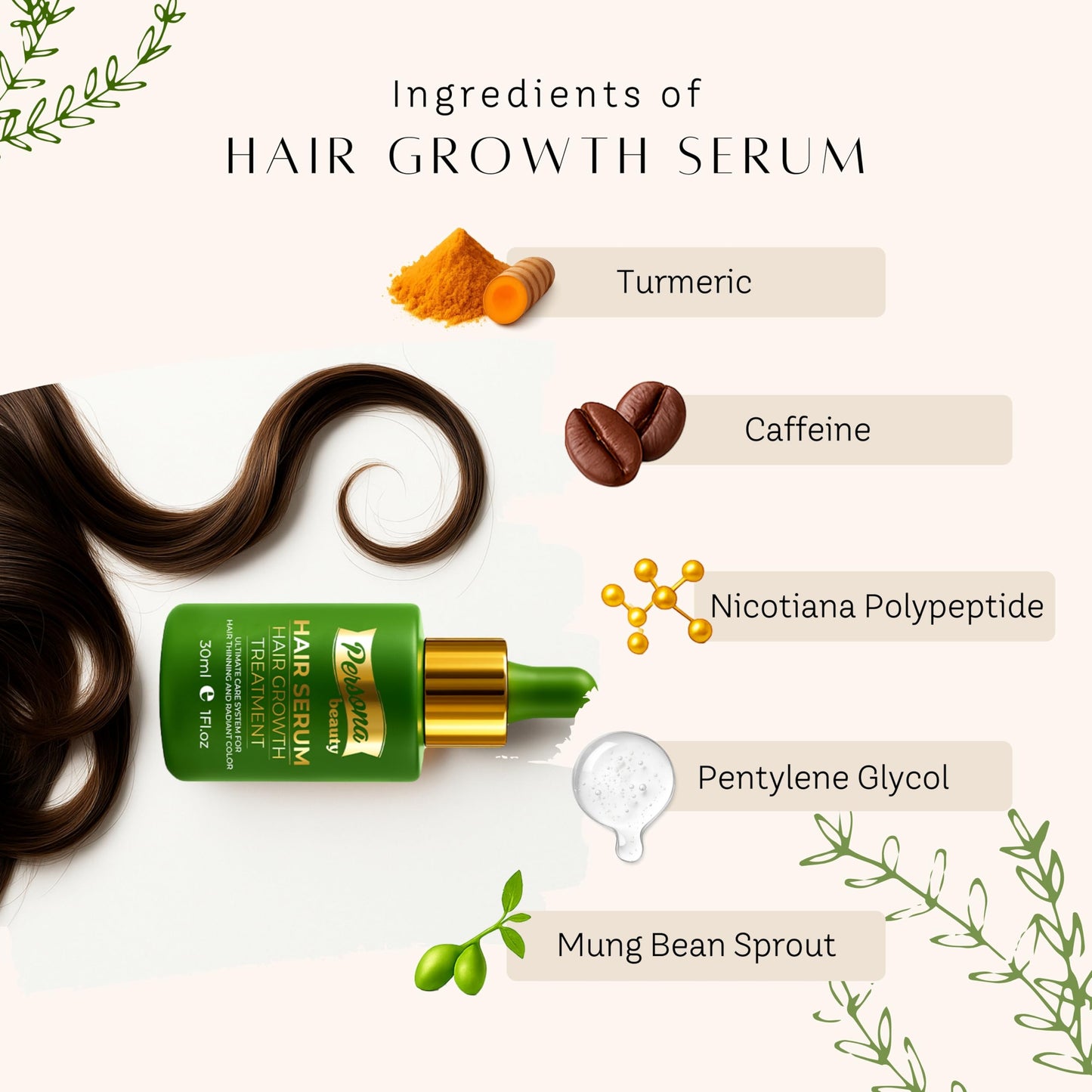 Hair Growth Serum – Advanced Biotin with Caffeine, Peptides, Botanical Extract for Thicker, Fuller, Longer Hair, Reduces Hair Thinning, Hair Regrowth Tonic, Hair Loss Treatment for Men & Women, 30ml - Medaid International