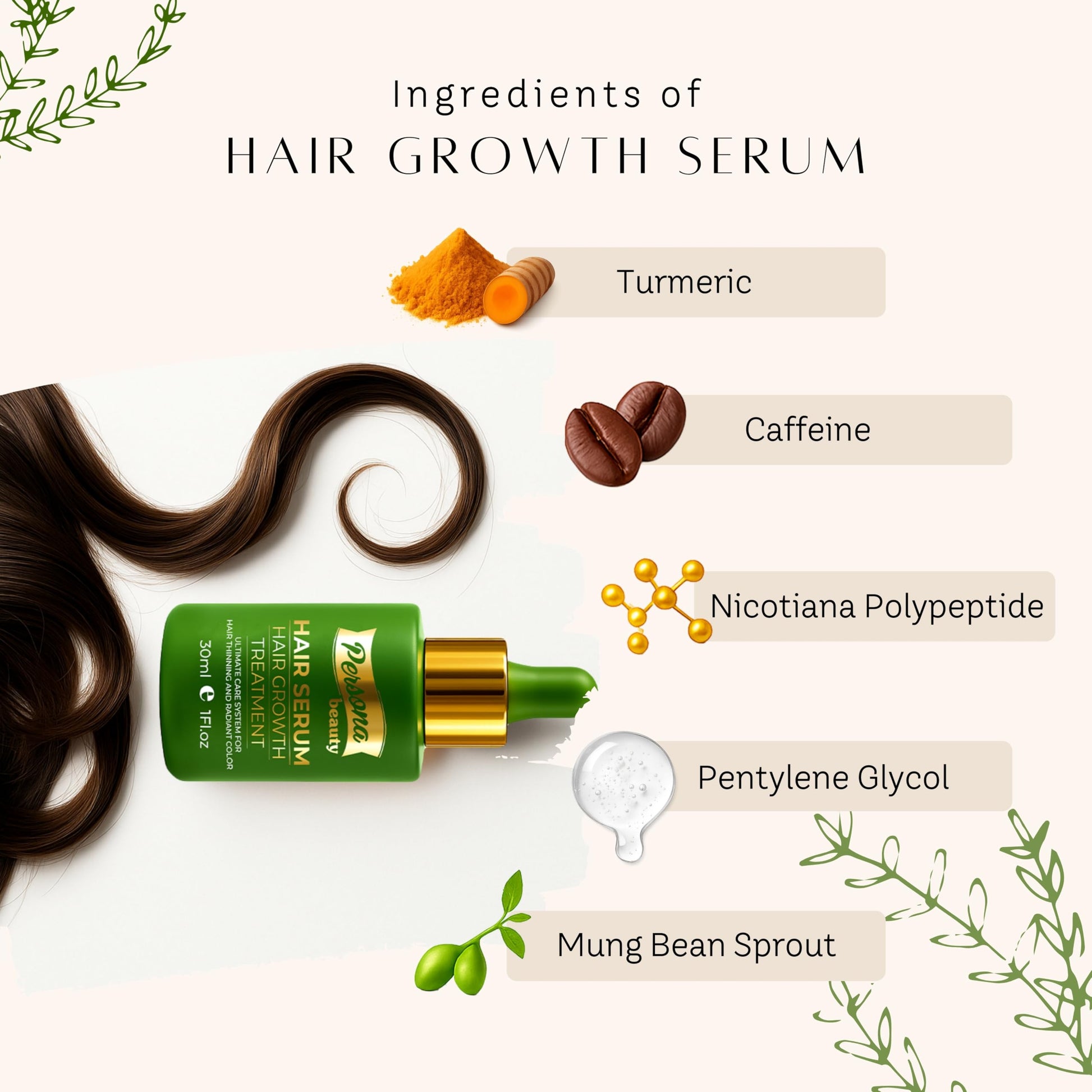 Hair Growth Serum – Advanced Biotin with Caffeine, Peptides, Botanical Extract for Thicker, Fuller, Longer Hair, Reduces Hair Thinning, Hair Regrowth Tonic, Hair Loss Treatment for Men & Women, 30ml - Medaid International