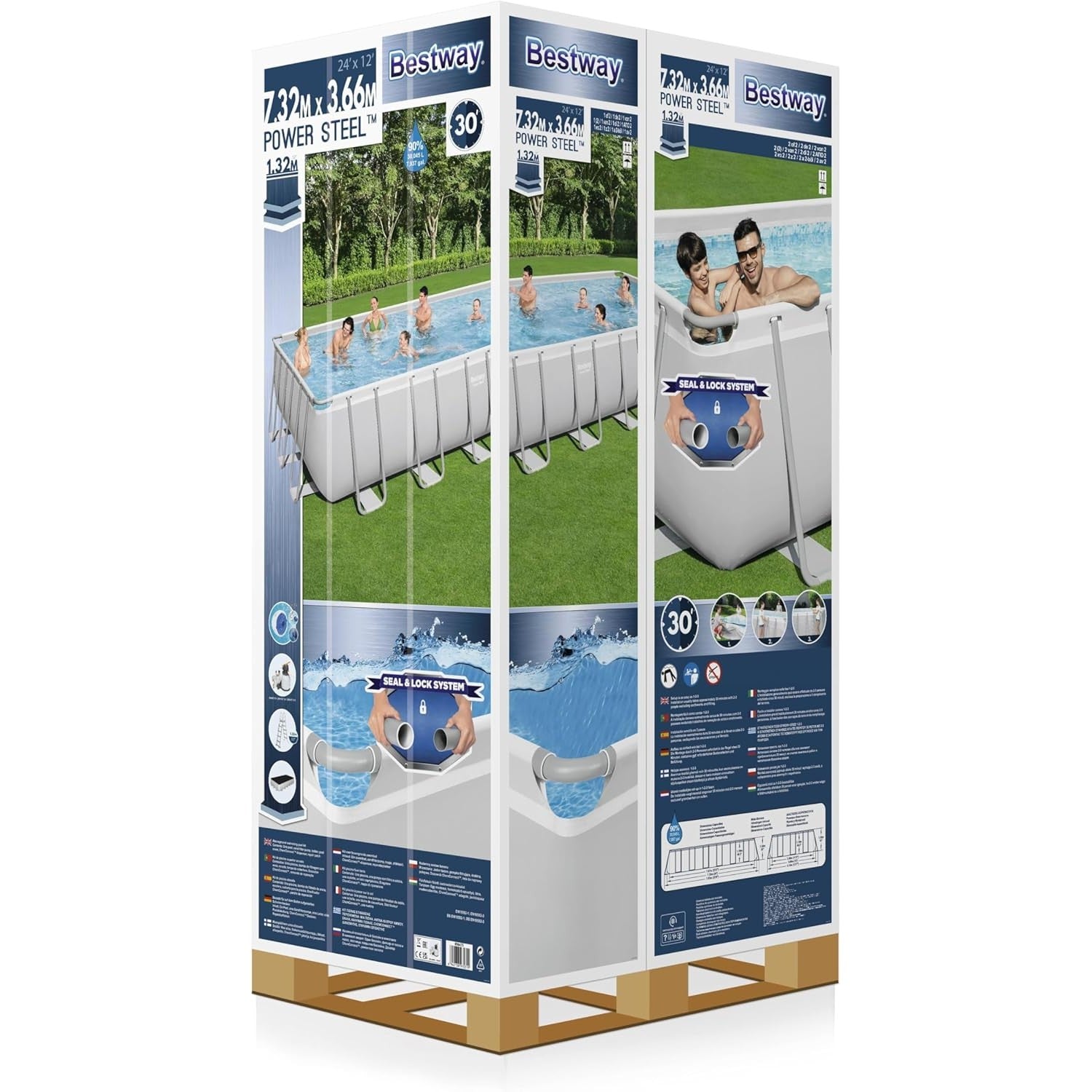 Power Steel Rectangular Pool Set, 732 x 366 x 132 cm - Medaid International