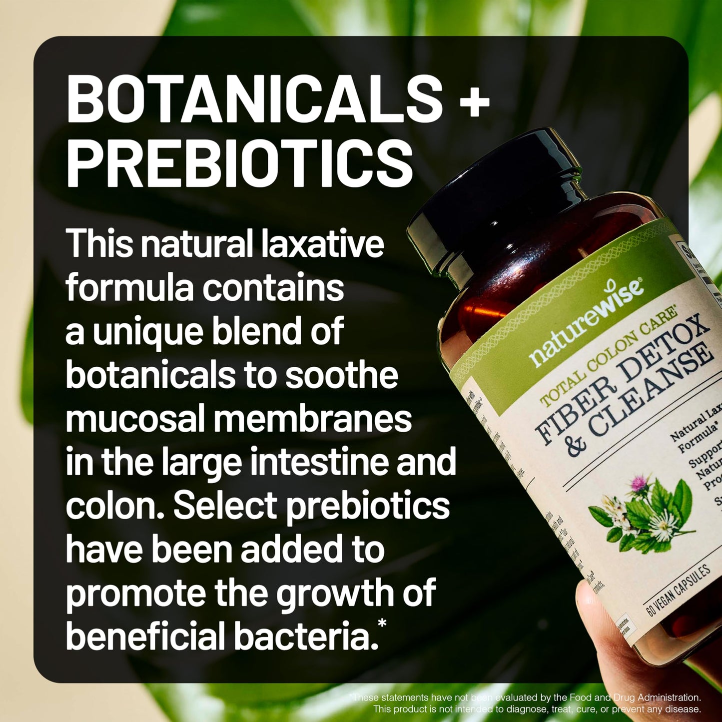 NatureWise Total Colon Care Fiber Cleanse - Natural Laxative Blend - Herbal Laxatives, Prebiotics, & Enzymes for Regularity, Digestion, Weight & Gut Health - Non-GMO - 60 Capsules[30-Day Supply] - Medaid International