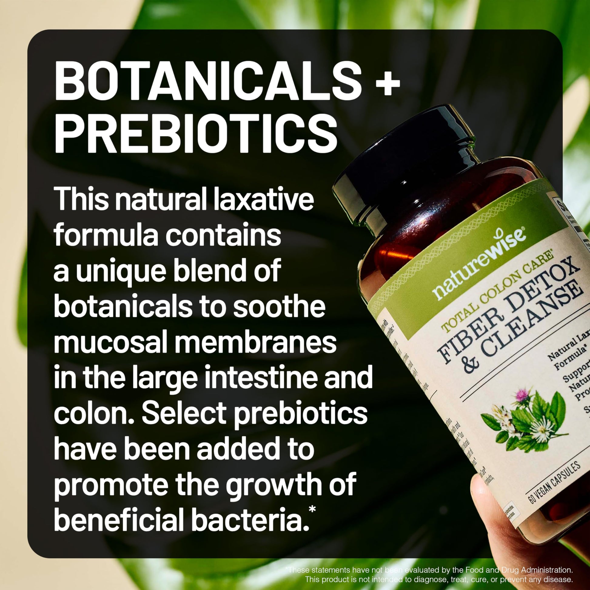 NatureWise Total Colon Care Fiber Cleanse - Natural Laxative Blend - Herbal Laxatives, Prebiotics, & Enzymes for Regularity, Digestion, Weight & Gut Health - Non-GMO - 60 Capsules[30-Day Supply] - Medaid International