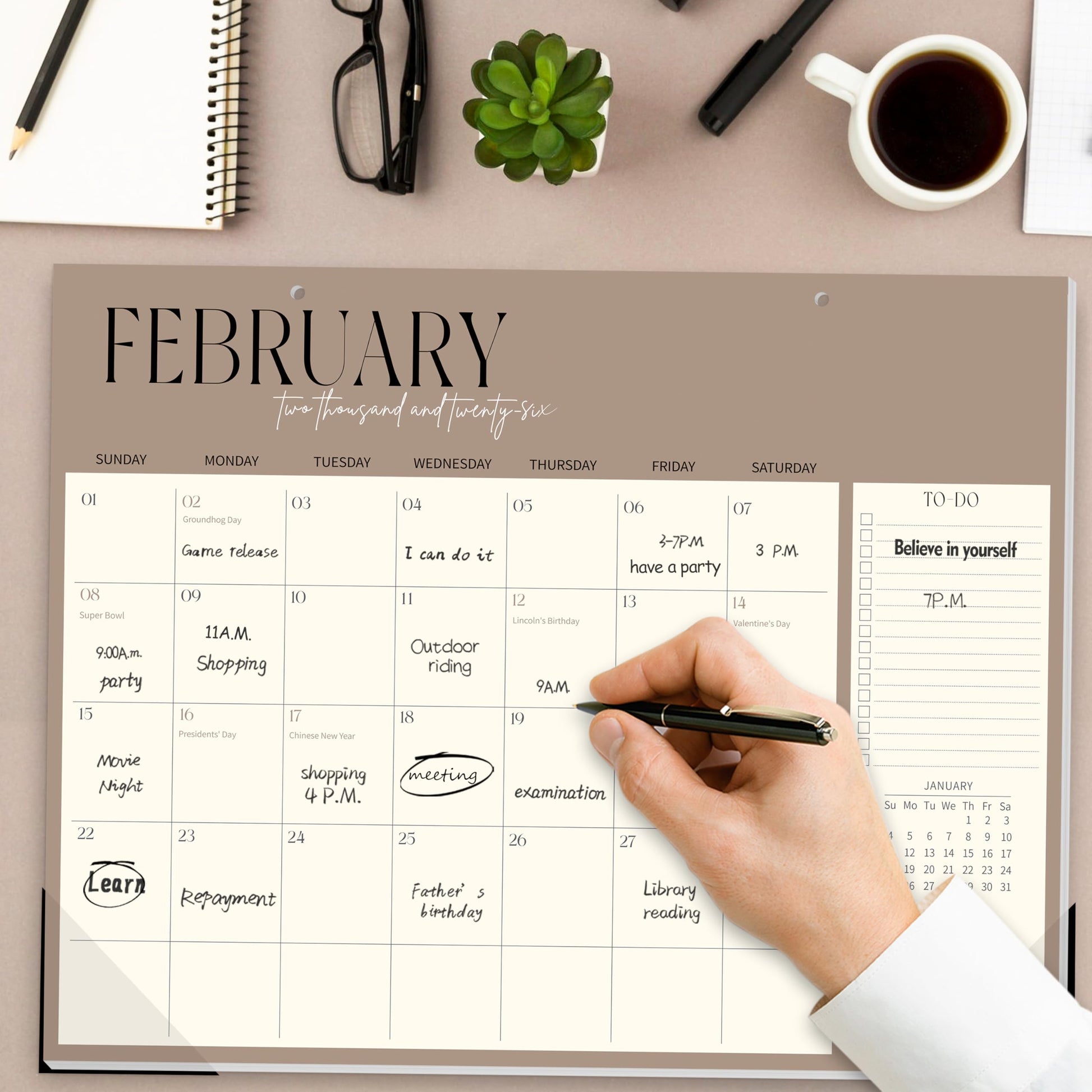 Guasslee Desk Calendar 2026-2027, 18-Month School Year Desk/Wall Calendar, 2026 Jan-2027 Jun., 14" X 11" Monthly Planner With Thick Paper For Office Home School Organizing - Medaid International