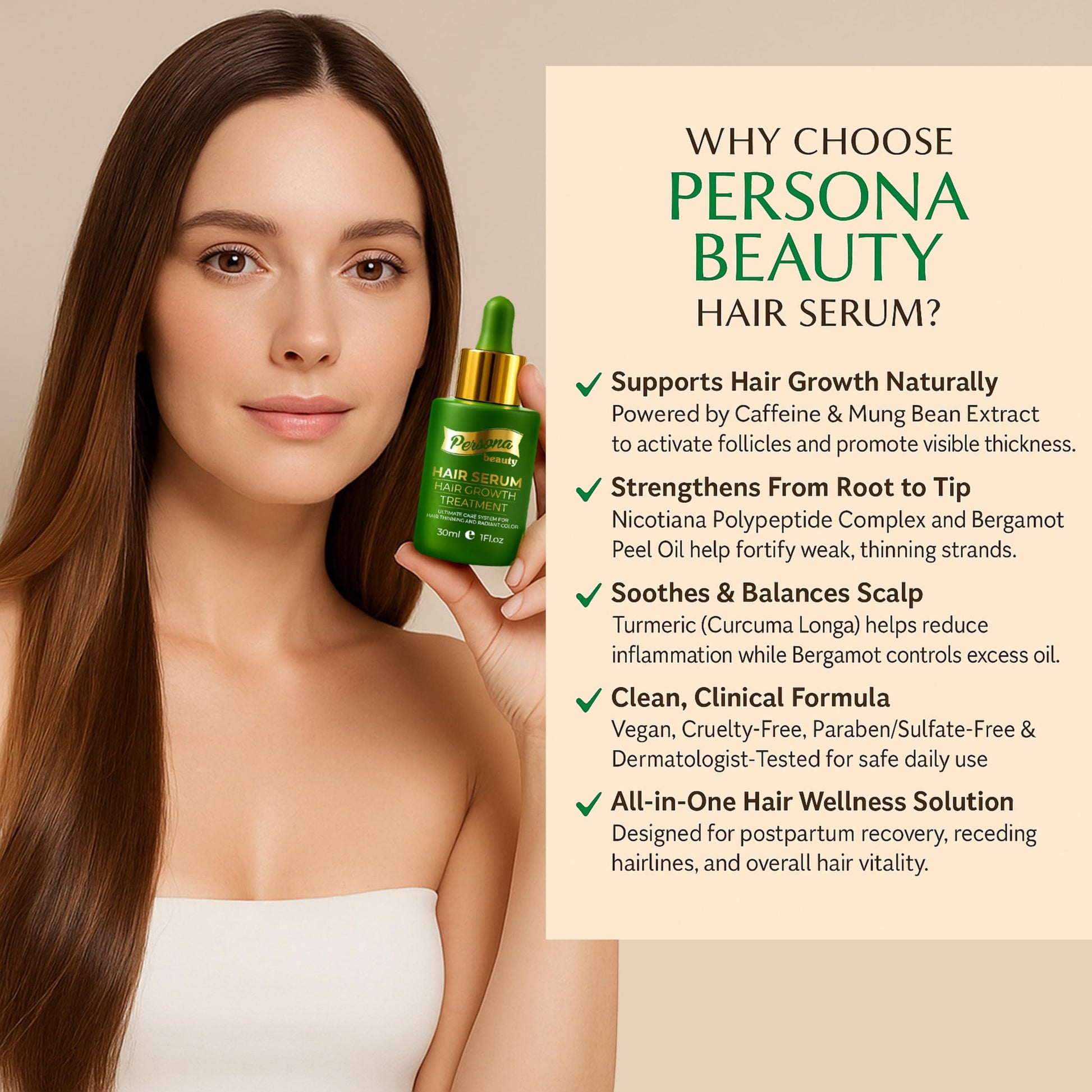 Hair Growth Serum – Advanced Biotin with Caffeine, Peptides, Botanical Extract for Thicker, Fuller, Longer Hair, Reduces Hair Thinning, Hair Regrowth Tonic, Hair Loss Treatment for Men & Women, 30ml - Medaid International