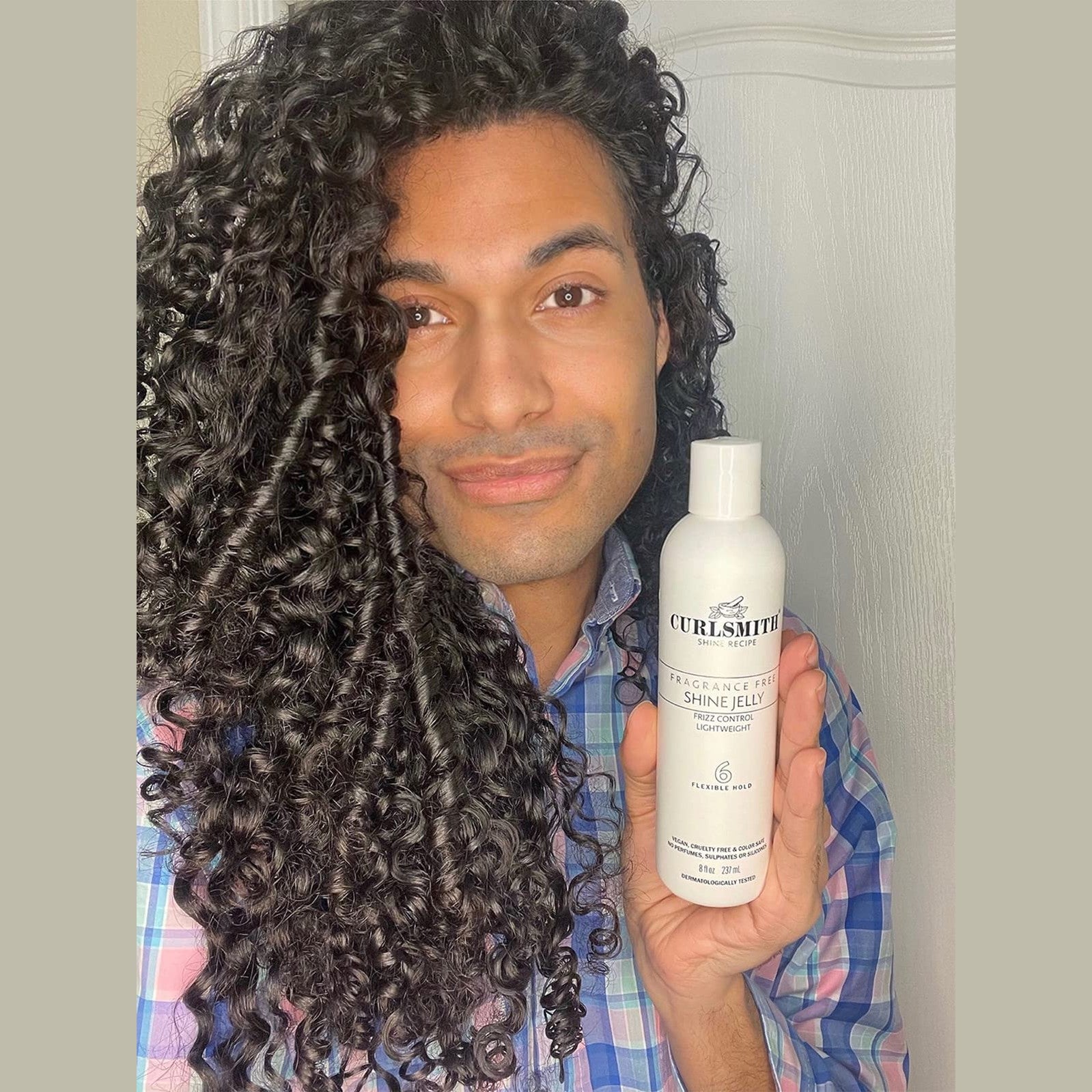 CURLSMITH - Shine Jelly, Light Hold Styling Gel with Frizz Protection, Sensitive, Fragrance Free, For All Curl and Hair Types, Vegan (2 fl oz) - Medaid International