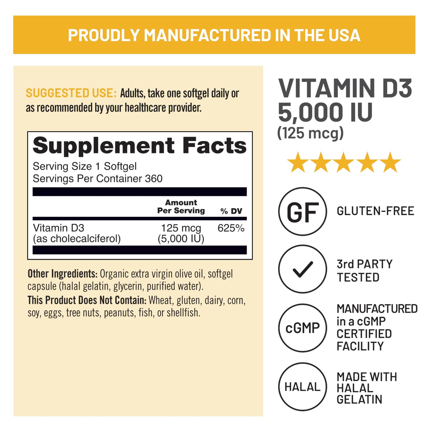 NatureWise Vitamin D3 5000iu (125 mcg) 1 Year Supply for Immune Support, Healthy Muscle Function, and Bone Health - Non-GMO, Gluten Free in Organic Extra Virgin Olive Oil, (Mini Softgel), 360 Count - Medaid International