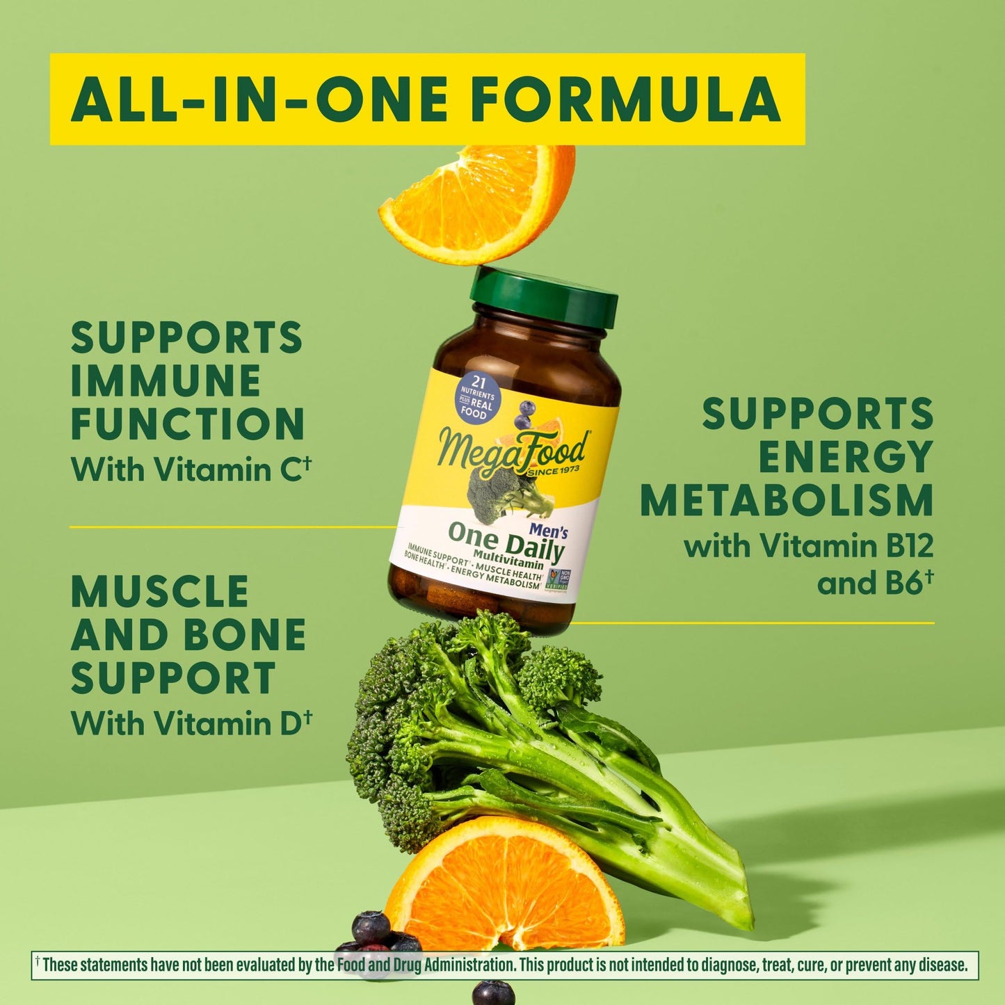 MegaFood One Daily Mens Multivitamins - Multivitamin for Men - Vitamin C, Vitamin D3 & Vitamin B12 - Muscle, Energy Metabolism & Immune Support - Vegetarian, Gluten Free - 60 Tablets, 60 Servings - Medaid International