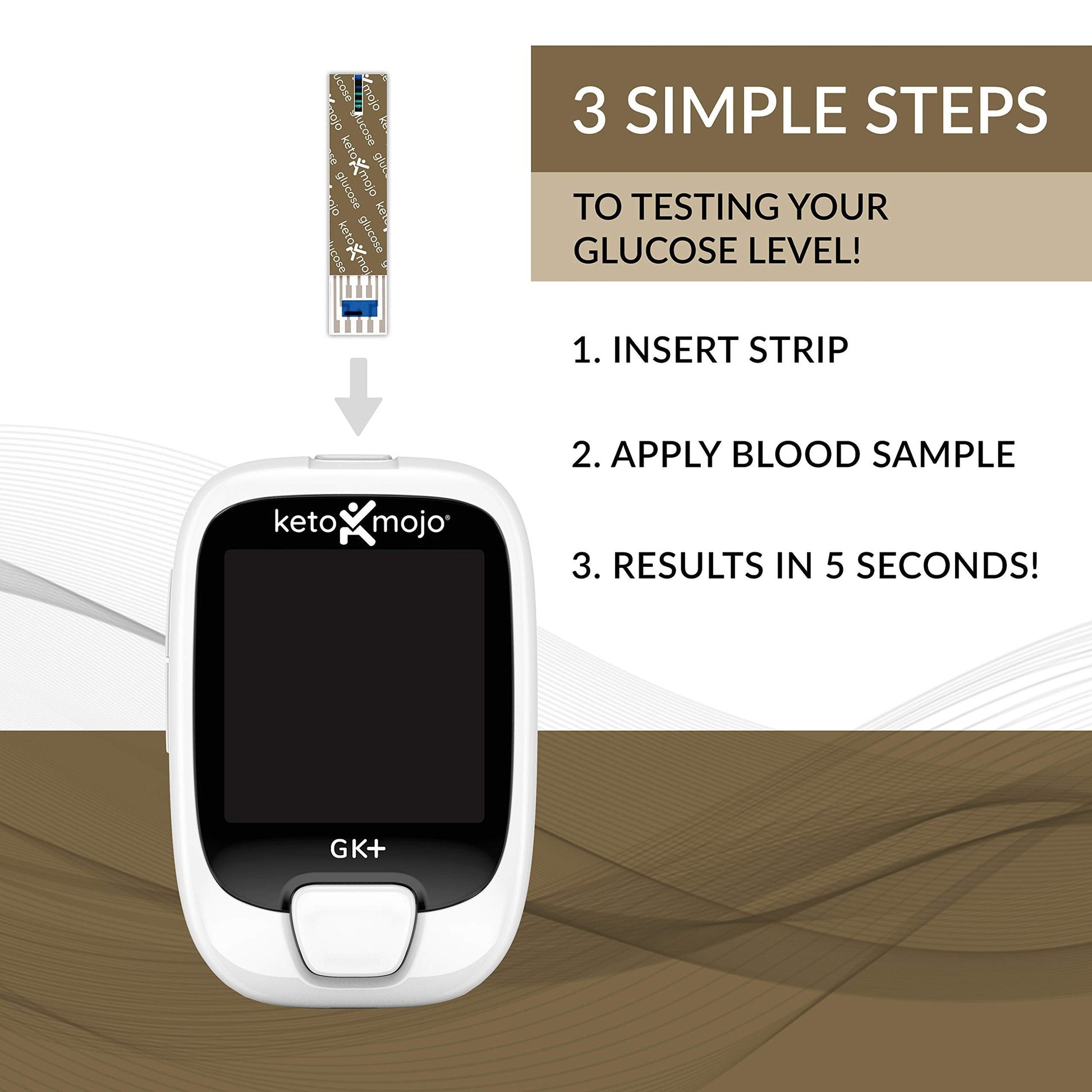 KETO-MOJO Blood Glucose and Ketone Test Strips Combo Pack | 60 Glucose + 60 Ketone Strips (120 Count) | for Use Only with GK+ Meter - Medaid International