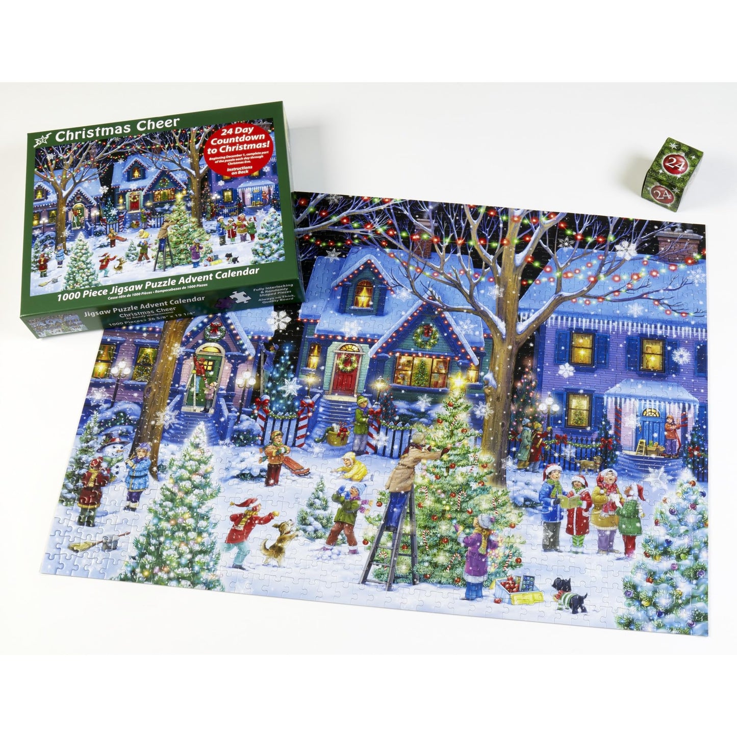 Advent Calendar Jigsaw Puzzle 1000 Pieces - Christmas Cheer by Vermont Christmas Company - Count Down to Christmas Jigsaw Puzzle - Use Year After Year - Medaid International